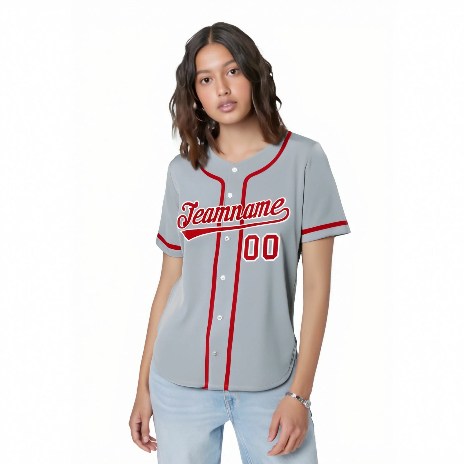 Custom Gray Red-White Classic Style Authentic Baseball Jersey