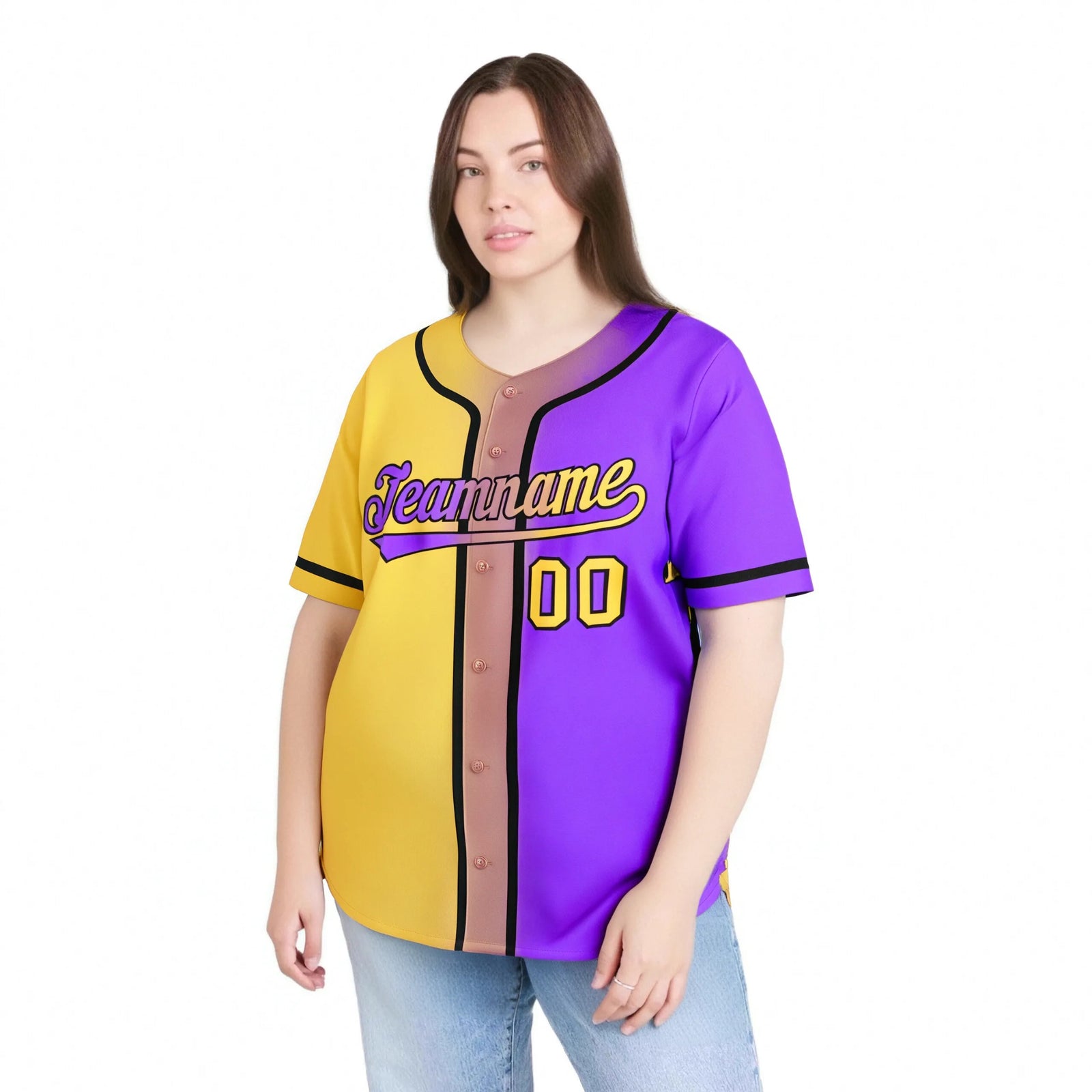 Custom Yellow Purple Gradient Style Authentic Baseball Jersey