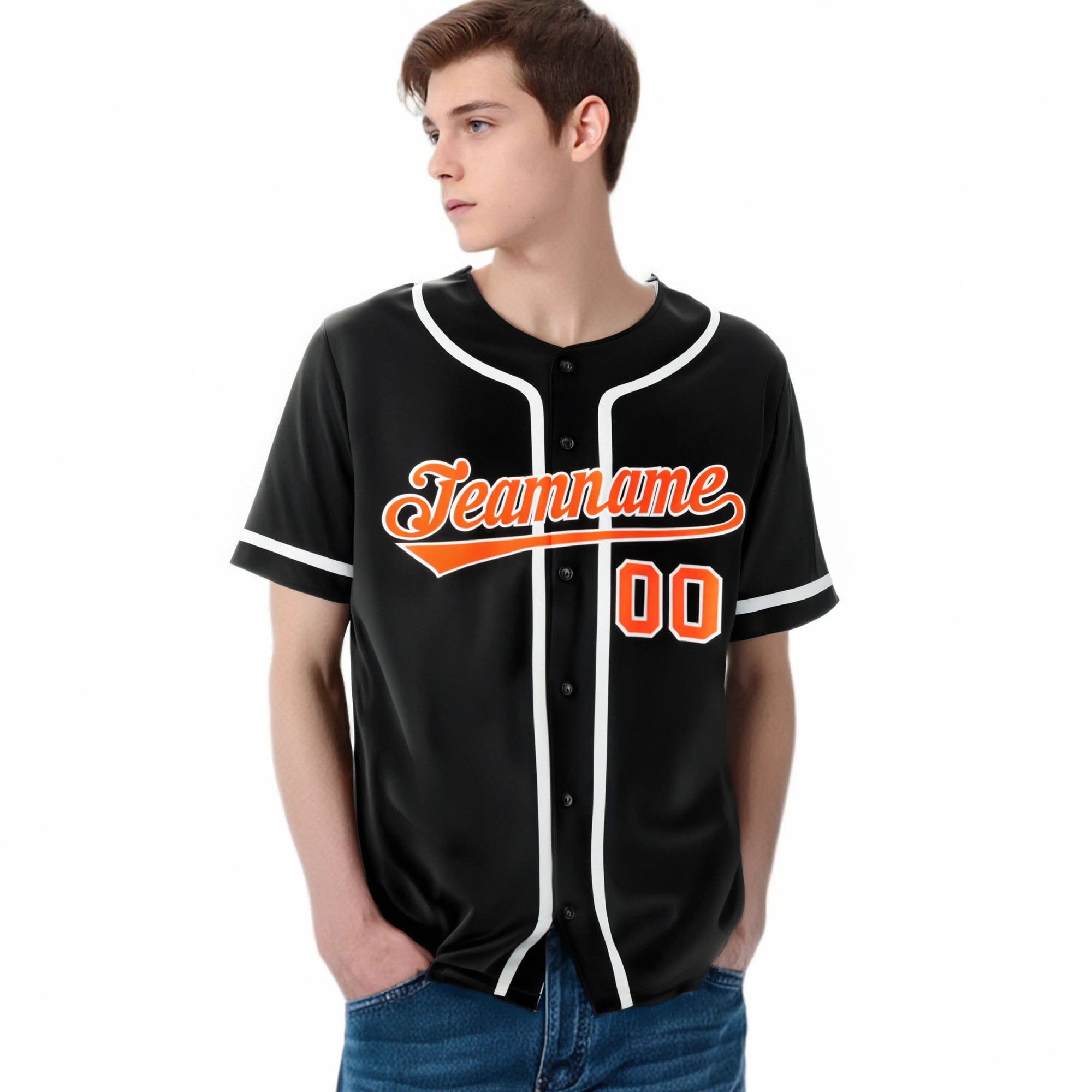 Custom Black Orange-White Classic Style Authentic Baseball Jersey