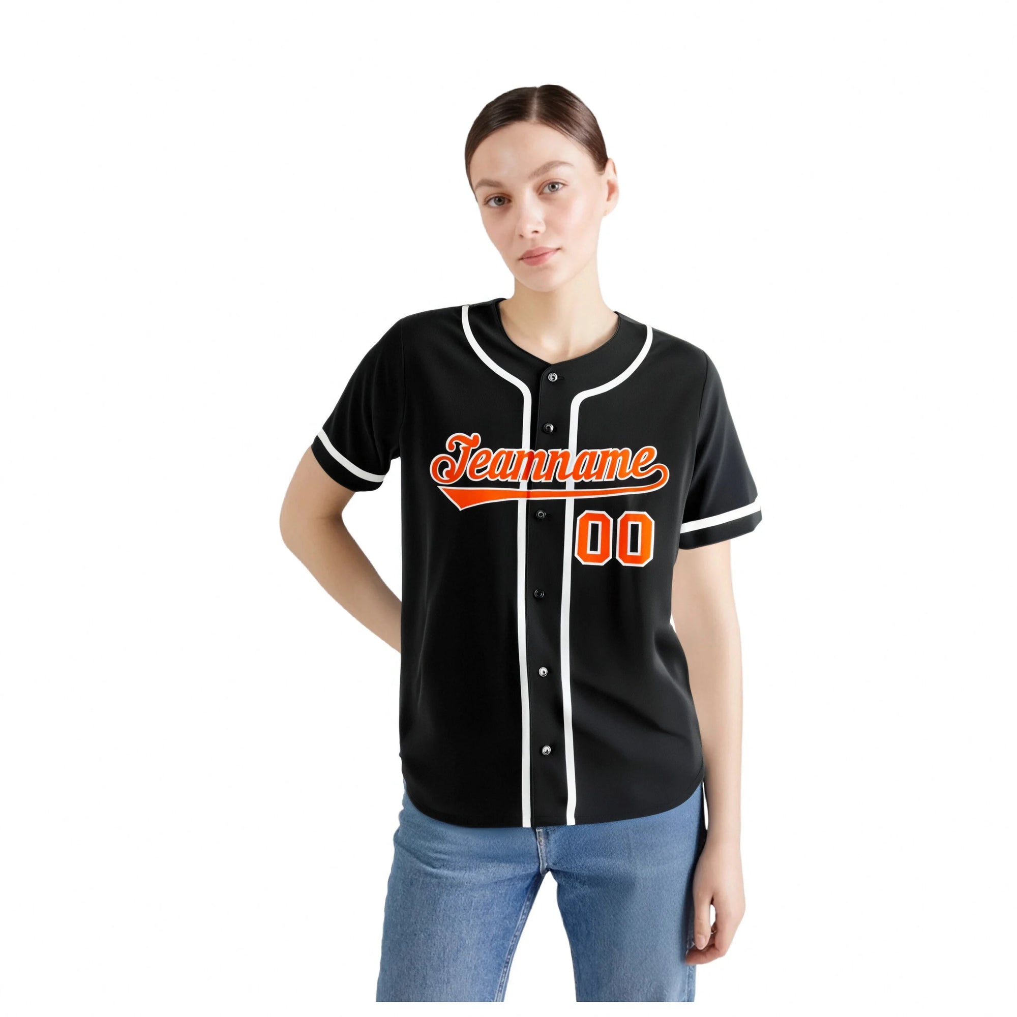 Custom Black Orange-White Classic Style Authentic Baseball Jersey