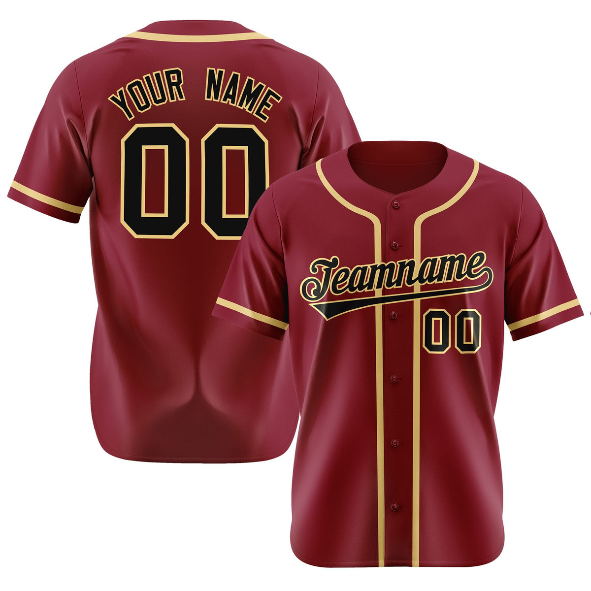 Custom Crimson khaki-Black Classic Style Authentic Baseball Jersey