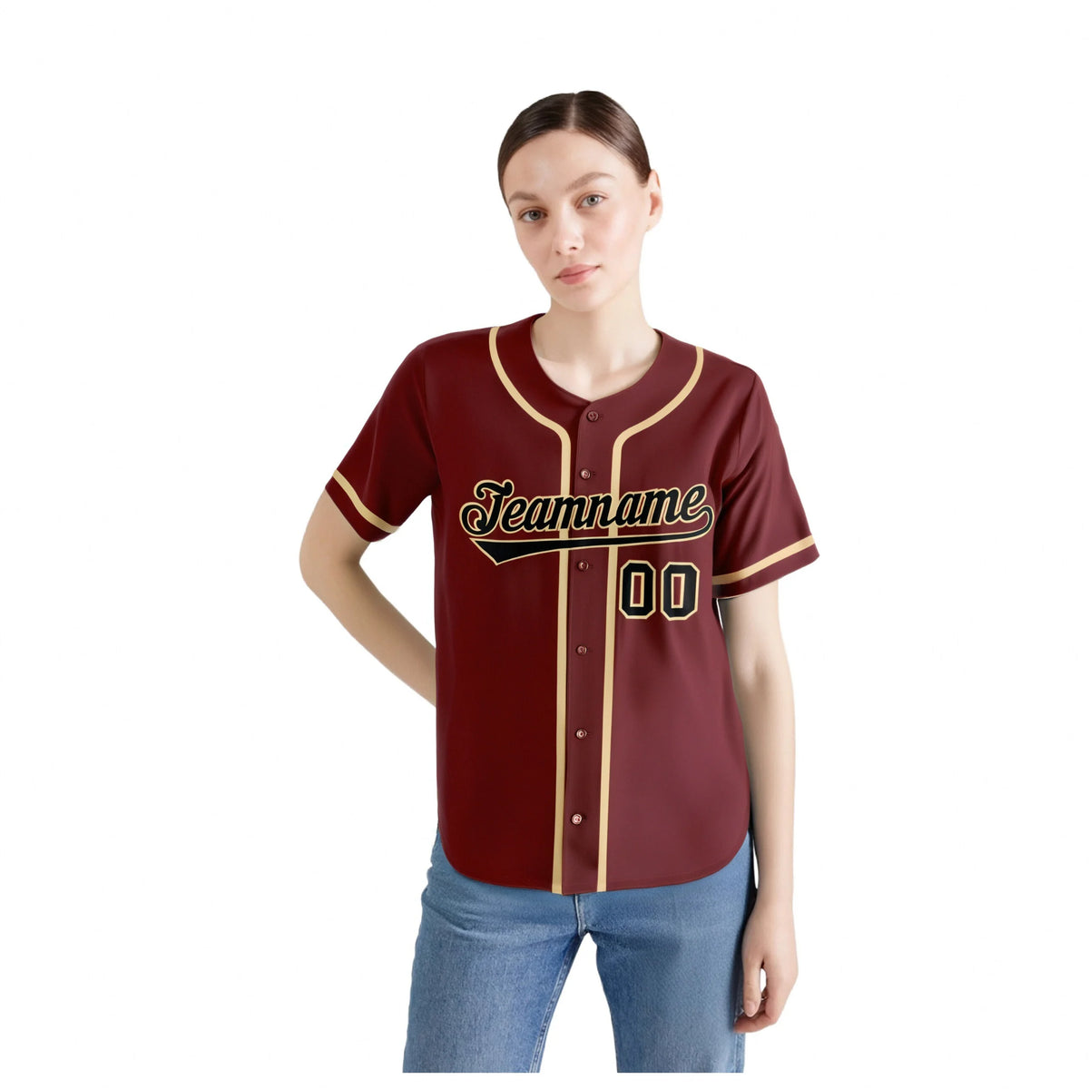 Custom Crimson khaki-Black Classic Style Authentic Baseball Jersey