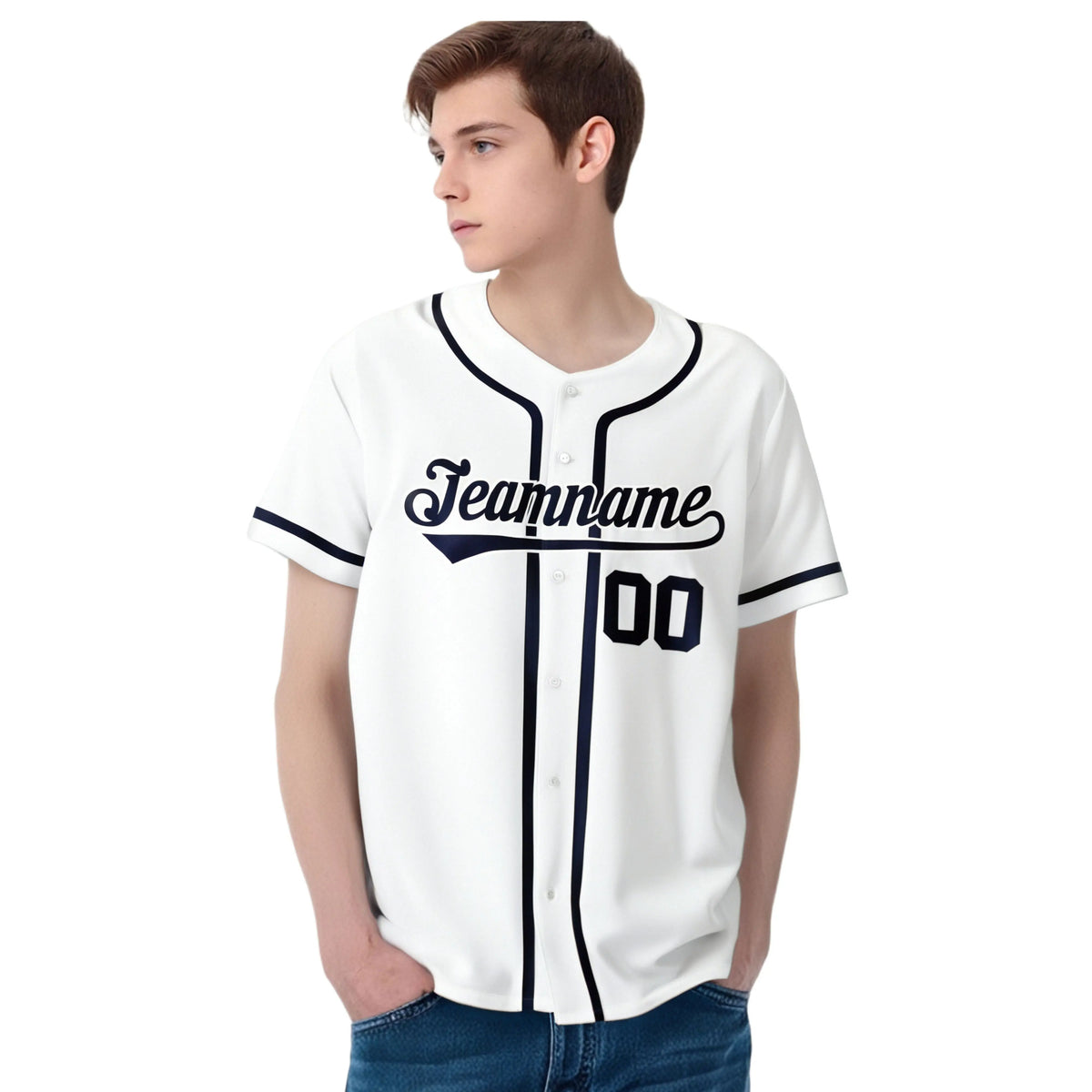 Custom White Navy Classic Style Authentic Baseball Jersey