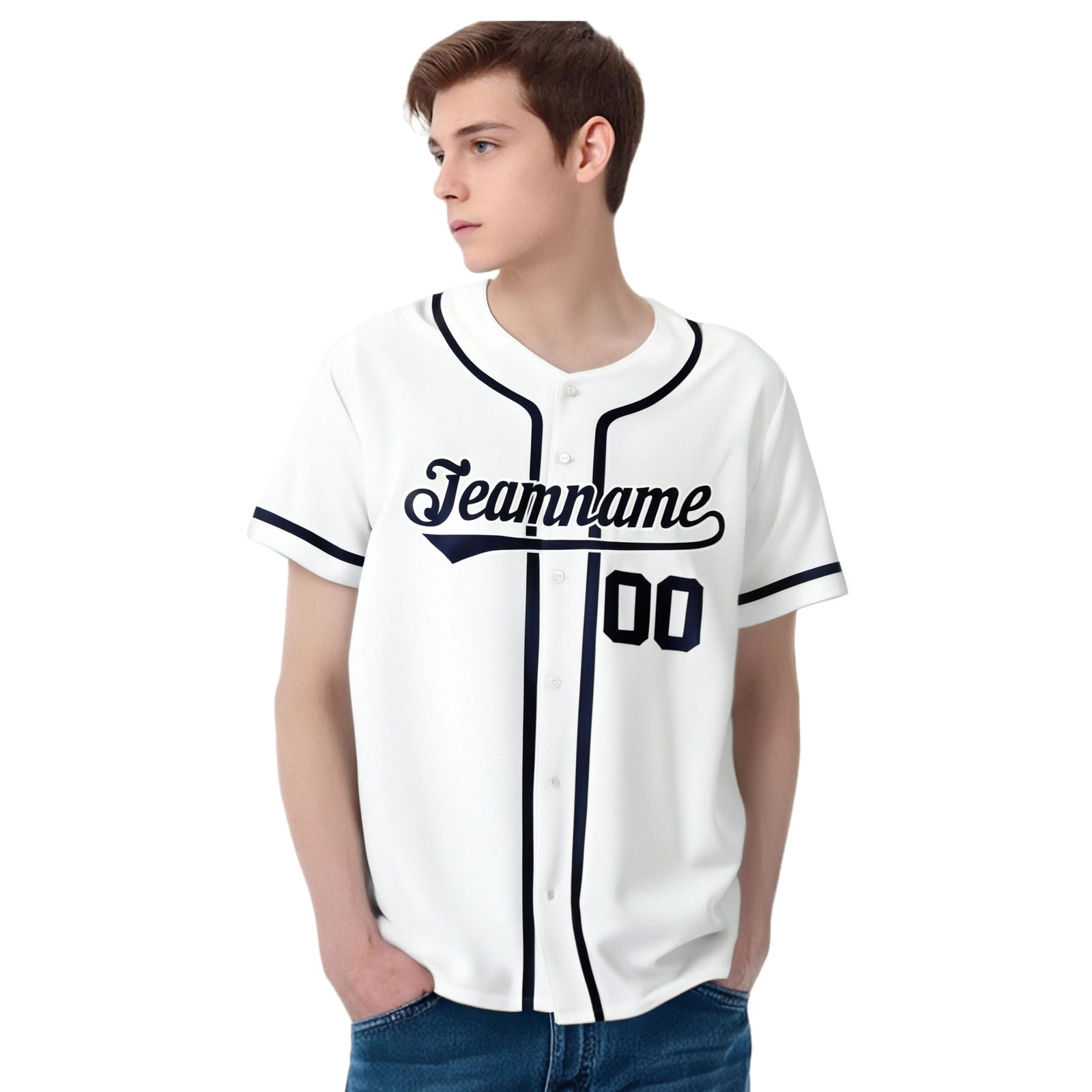 Custom White Navy Classic Style Authentic Baseball Jersey