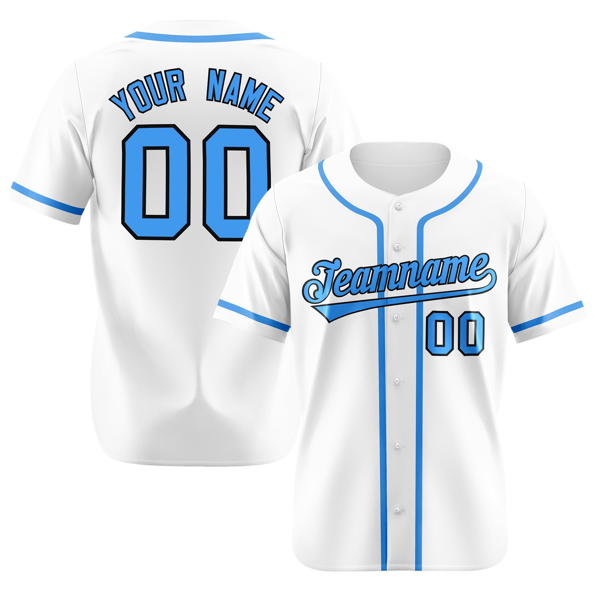 Custom White Powder Blue Classic Style Authentic Baseball Jersey