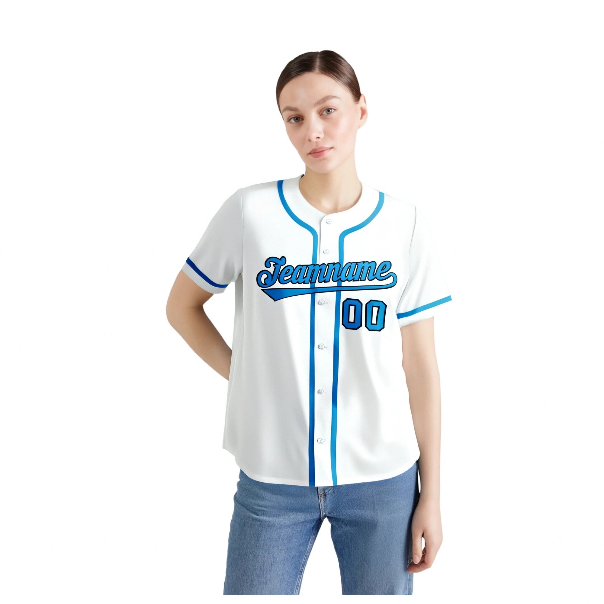 Custom White Powder Blue Classic Style Authentic Baseball Jersey