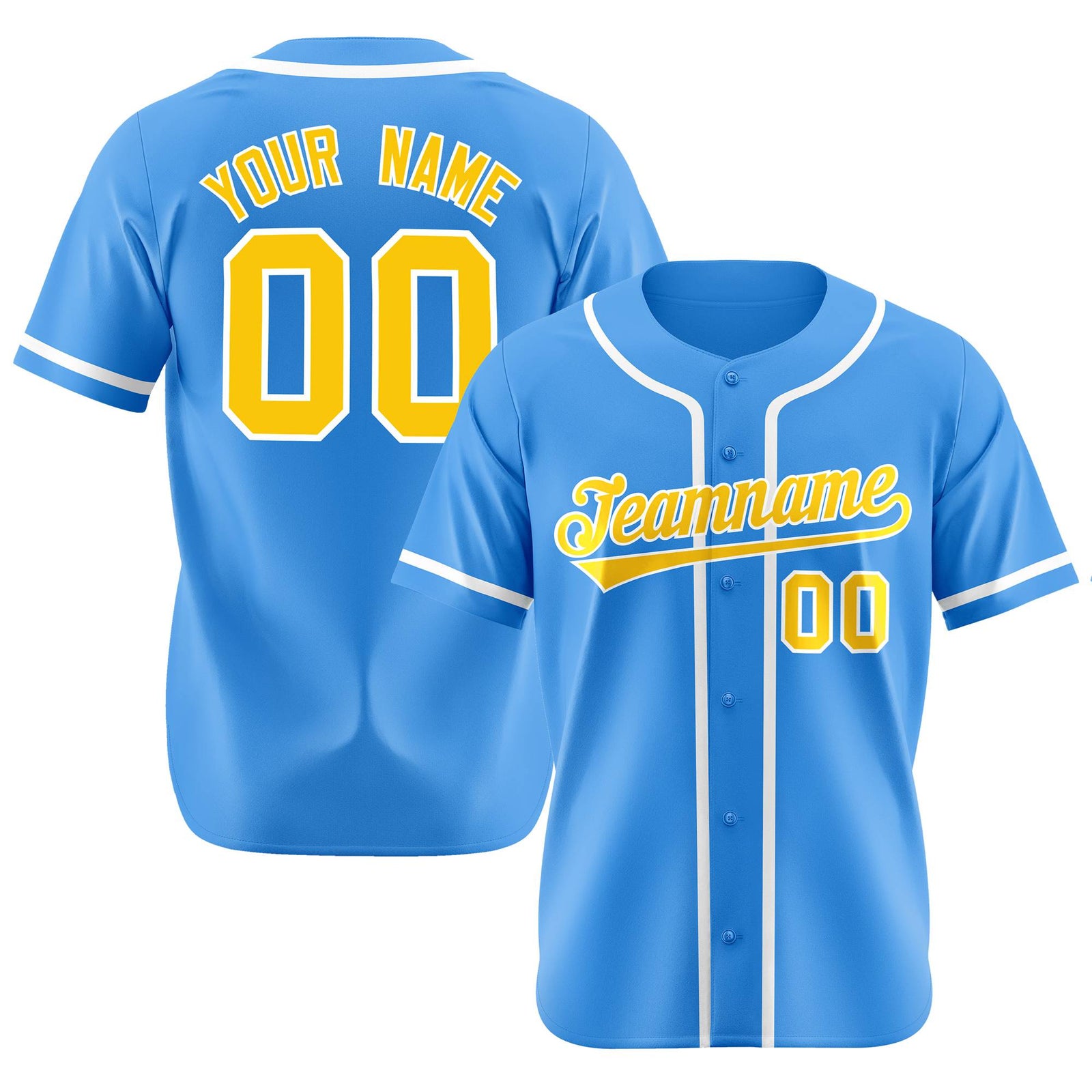 Custom Powder Blue White Classic Style Authentic Baseball Jersey