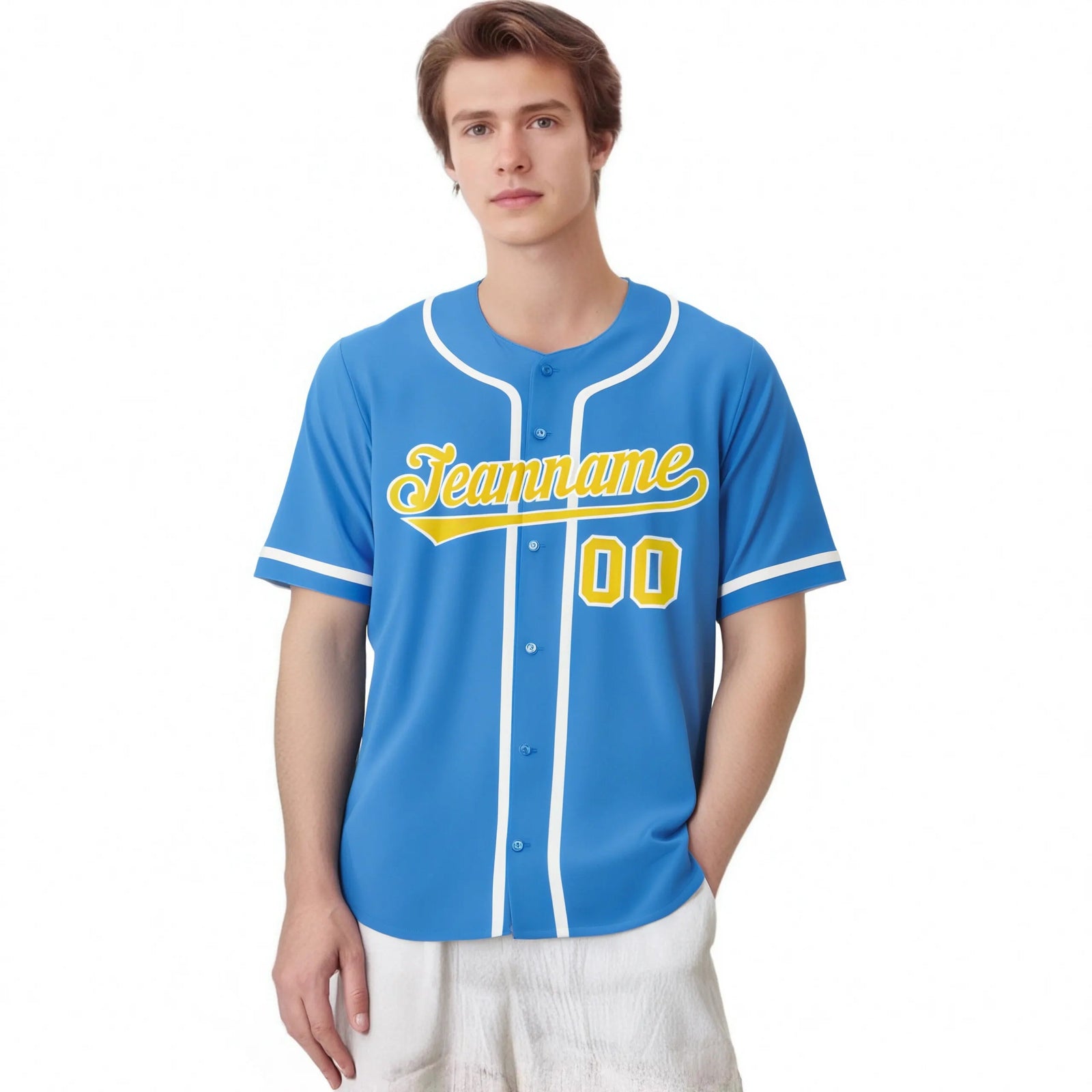 Custom Powder Blue White Classic Style Authentic Baseball Jersey