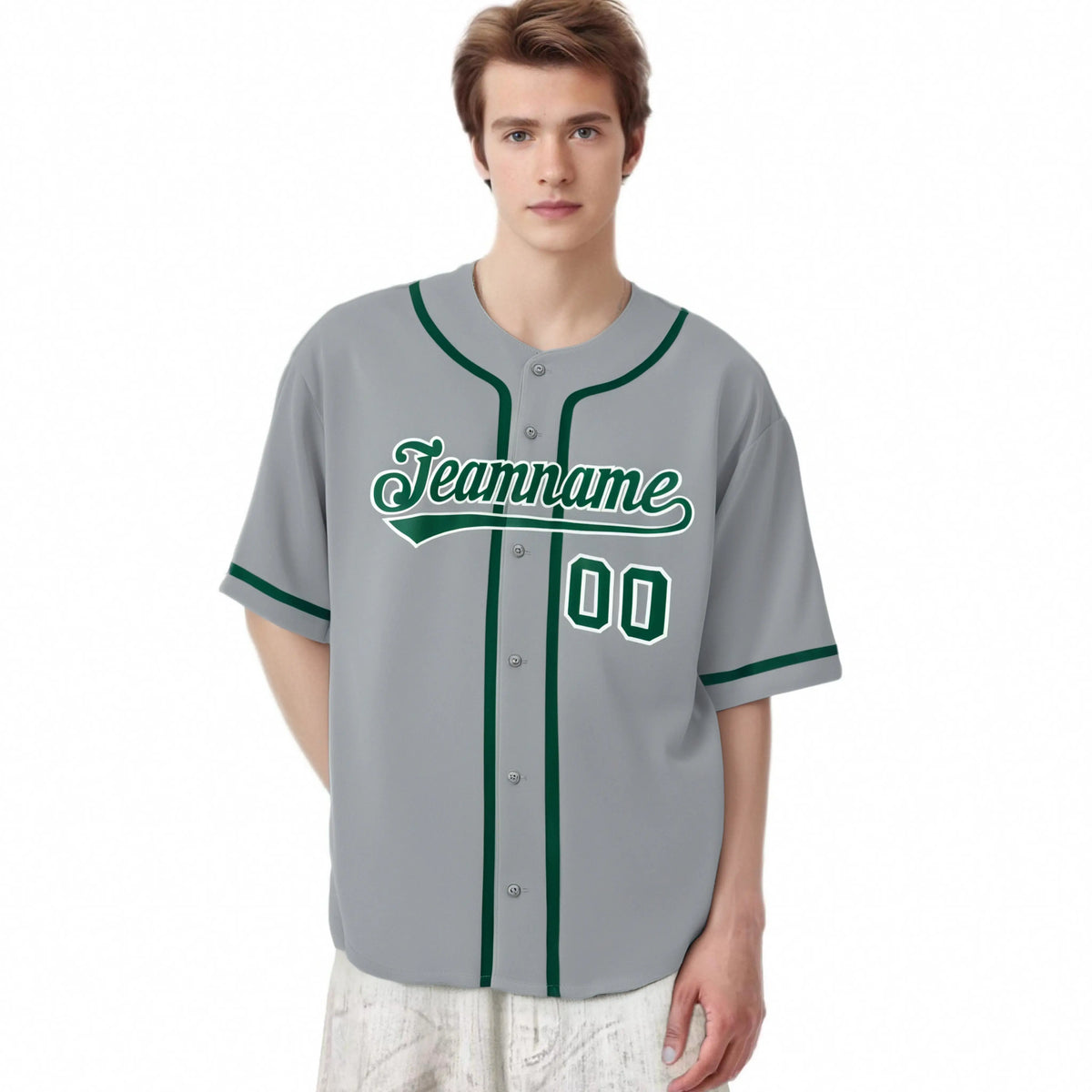 Custom Gray Kelly Green Classic Style Authentic Baseball Jersey