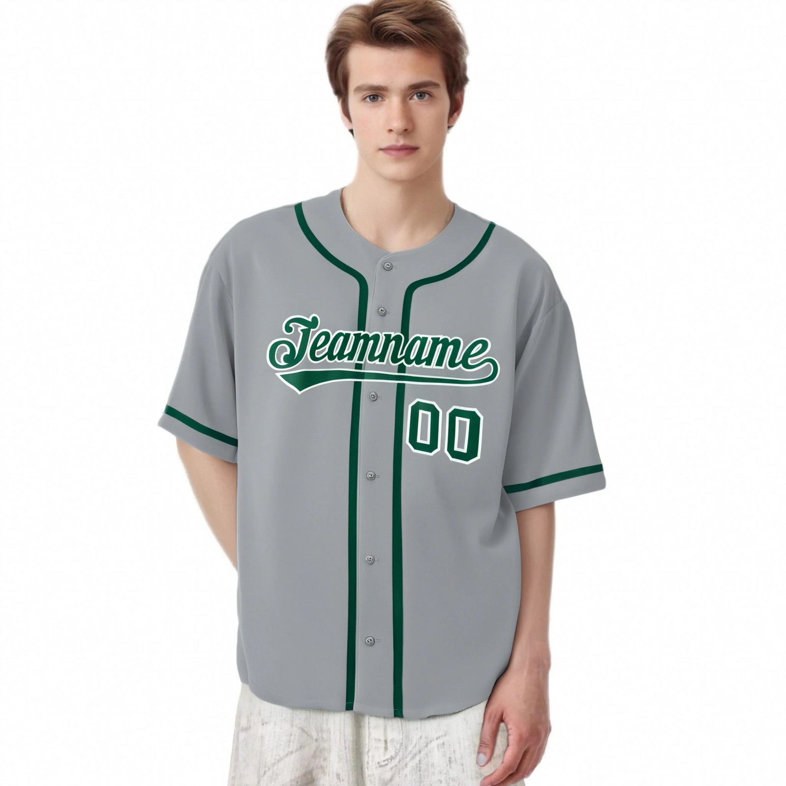 Custom Gray Kelly Green Classic Style Authentic Baseball Jersey