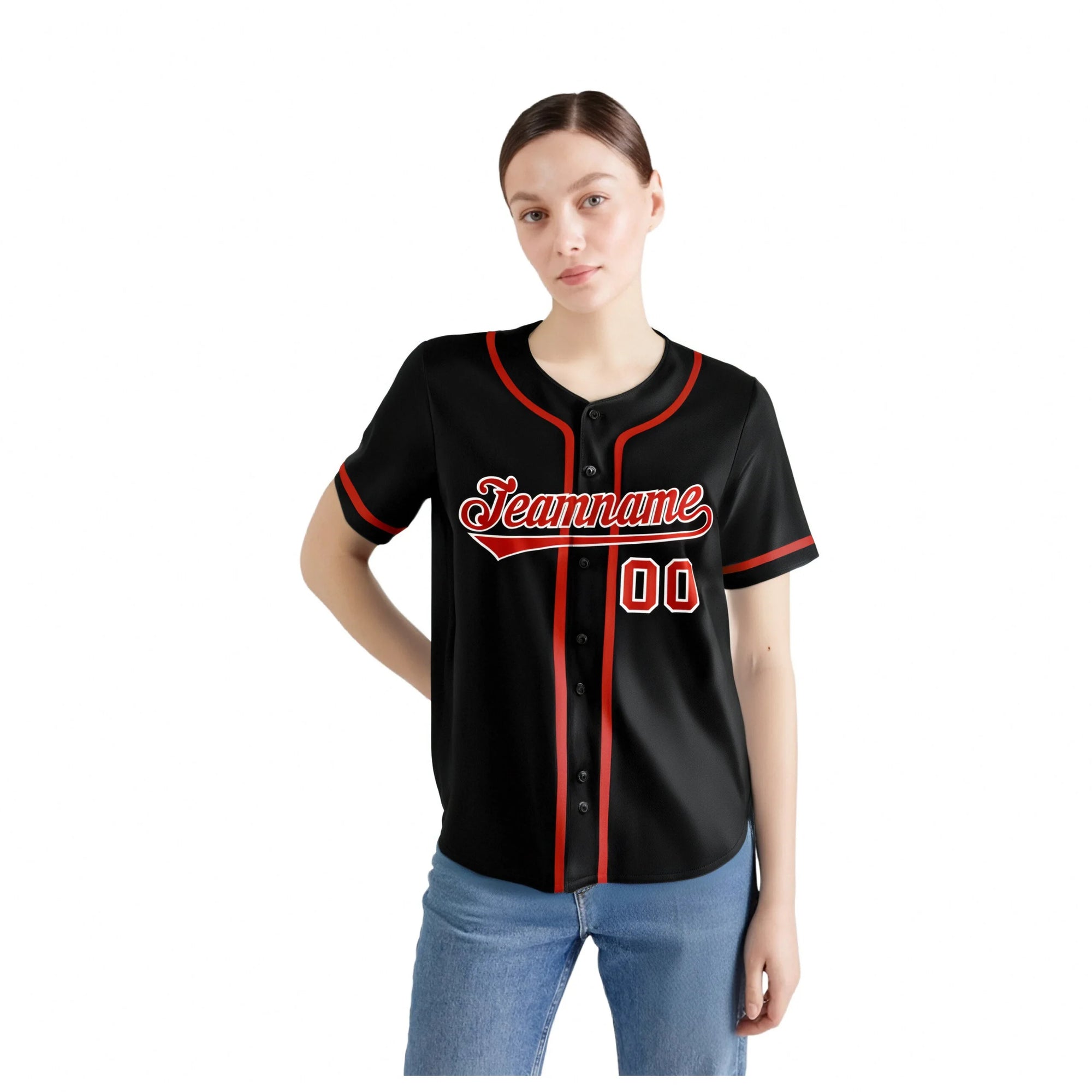 Custom Black Red Classic Style Authentic Baseball Jersey