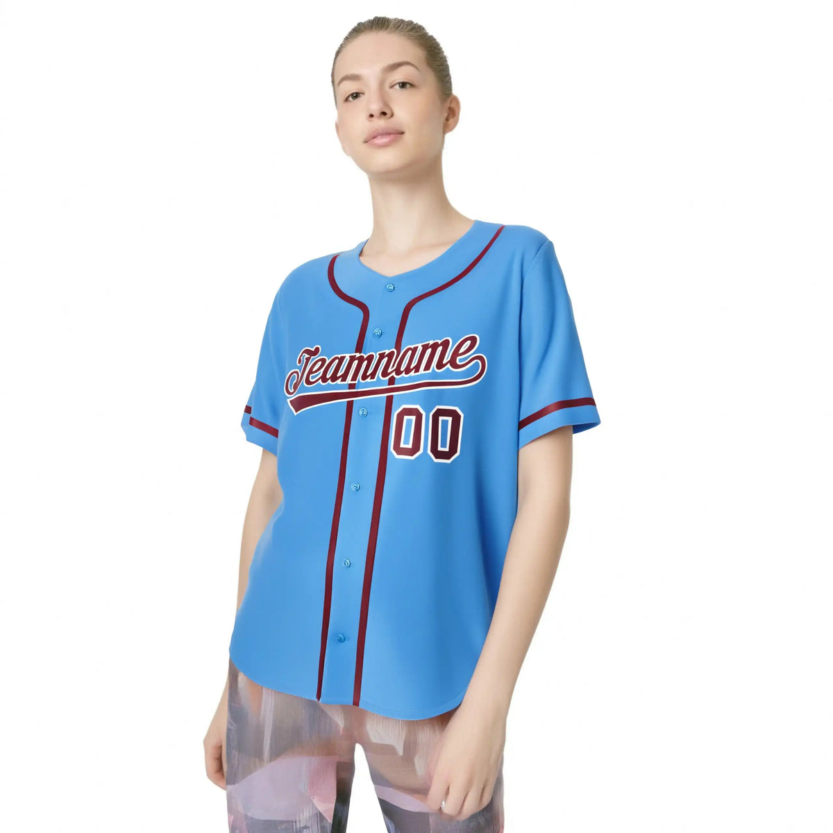 Custom Powder Blue Crimson Classic Style Authentic Baseball Jersey