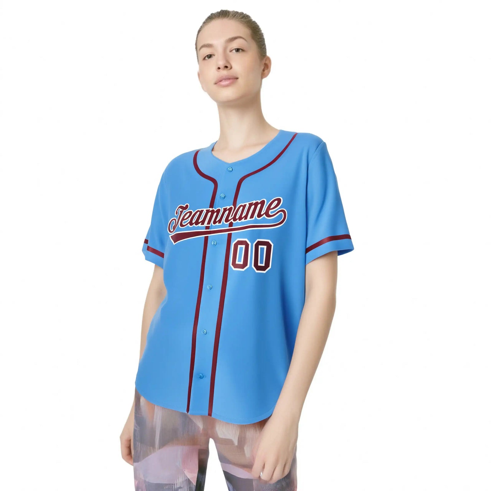 Custom Powder Blue Crimson Classic Style Authentic Baseball Jersey