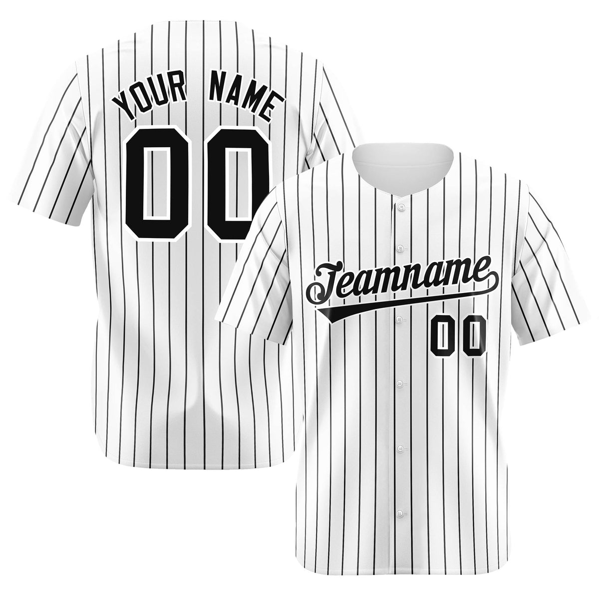 Custom White Black Pinstripe Authentic Baseball Jersey