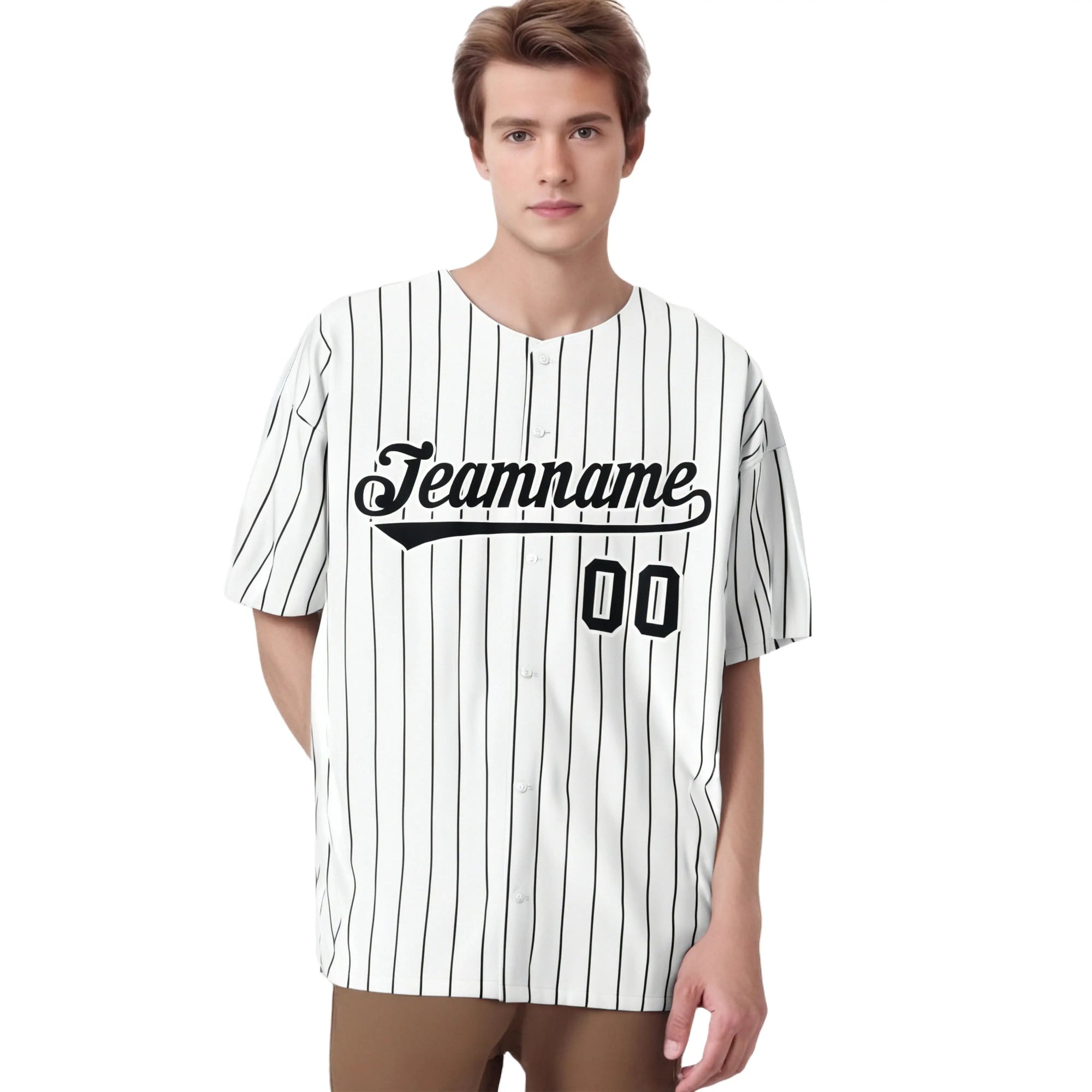 Custom White Black Pinstripe Authentic Baseball Jersey