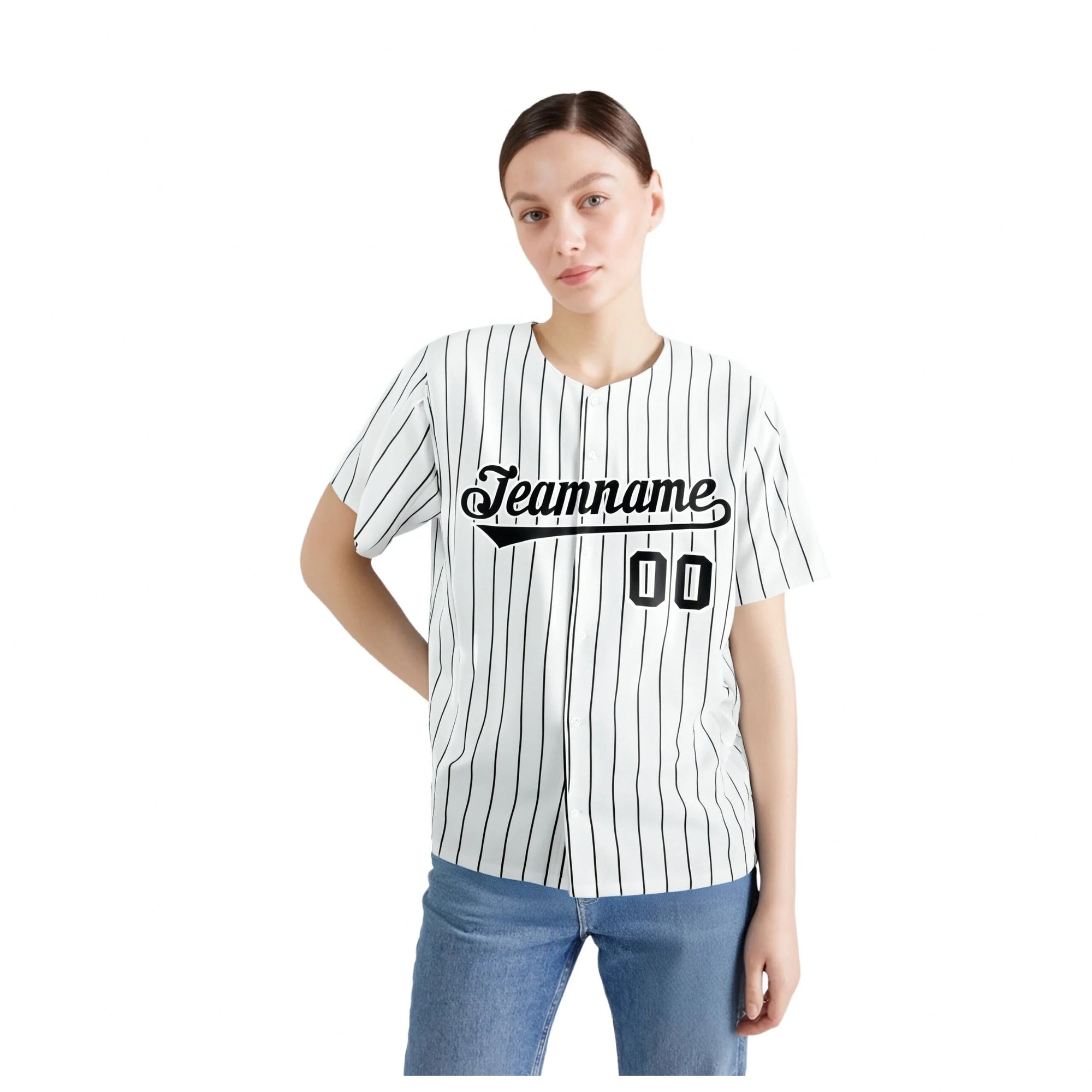 Custom White Black Pinstripe Authentic Baseball Jersey