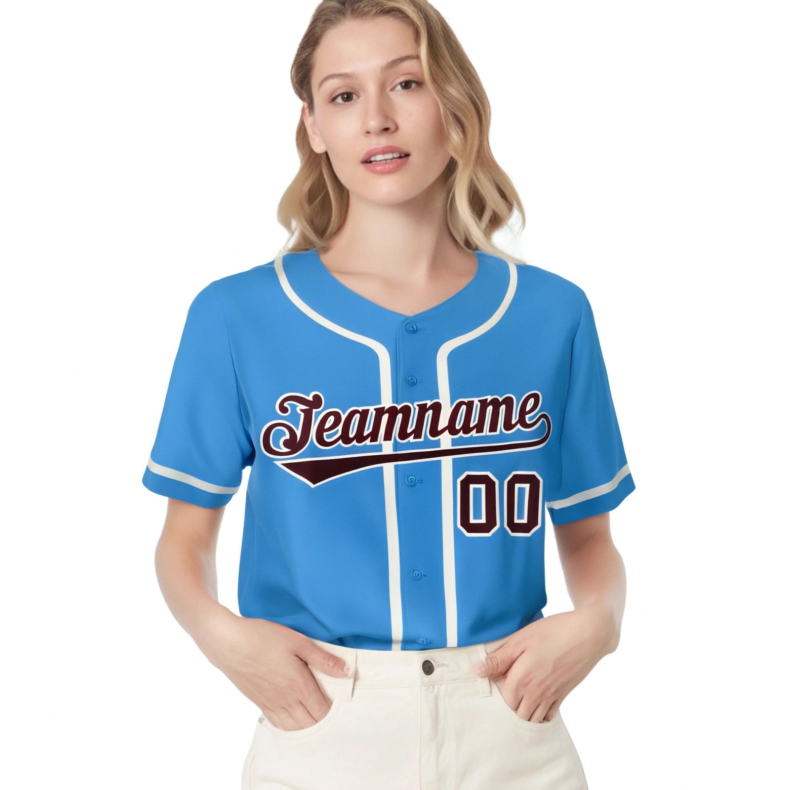 Custom Powder Blue White Classic Style Authentic Baseball Jersey
