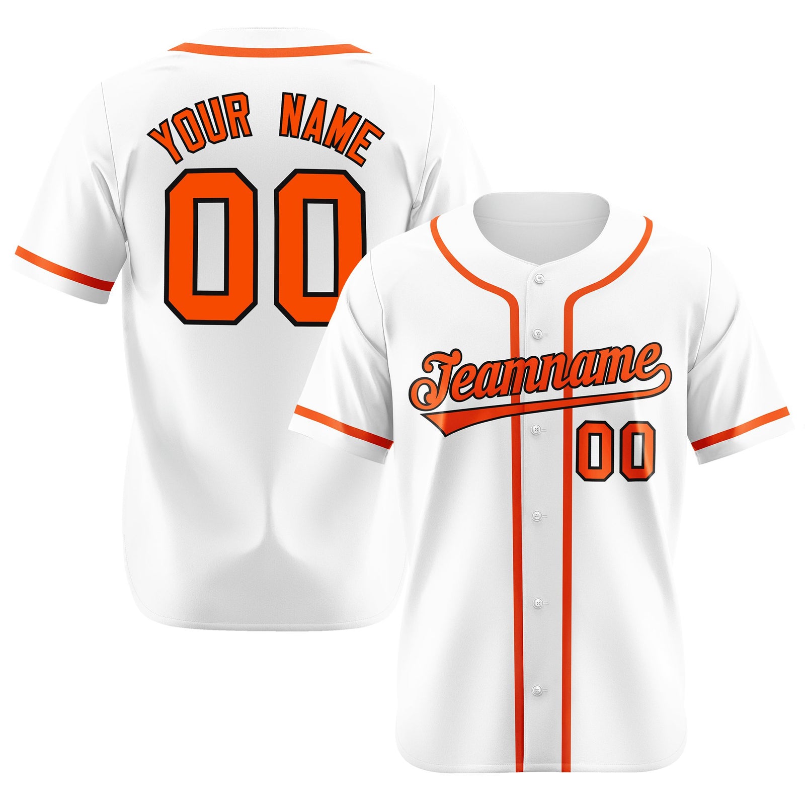 Custom White Orange Classic Style Authentic Baseball Jersey