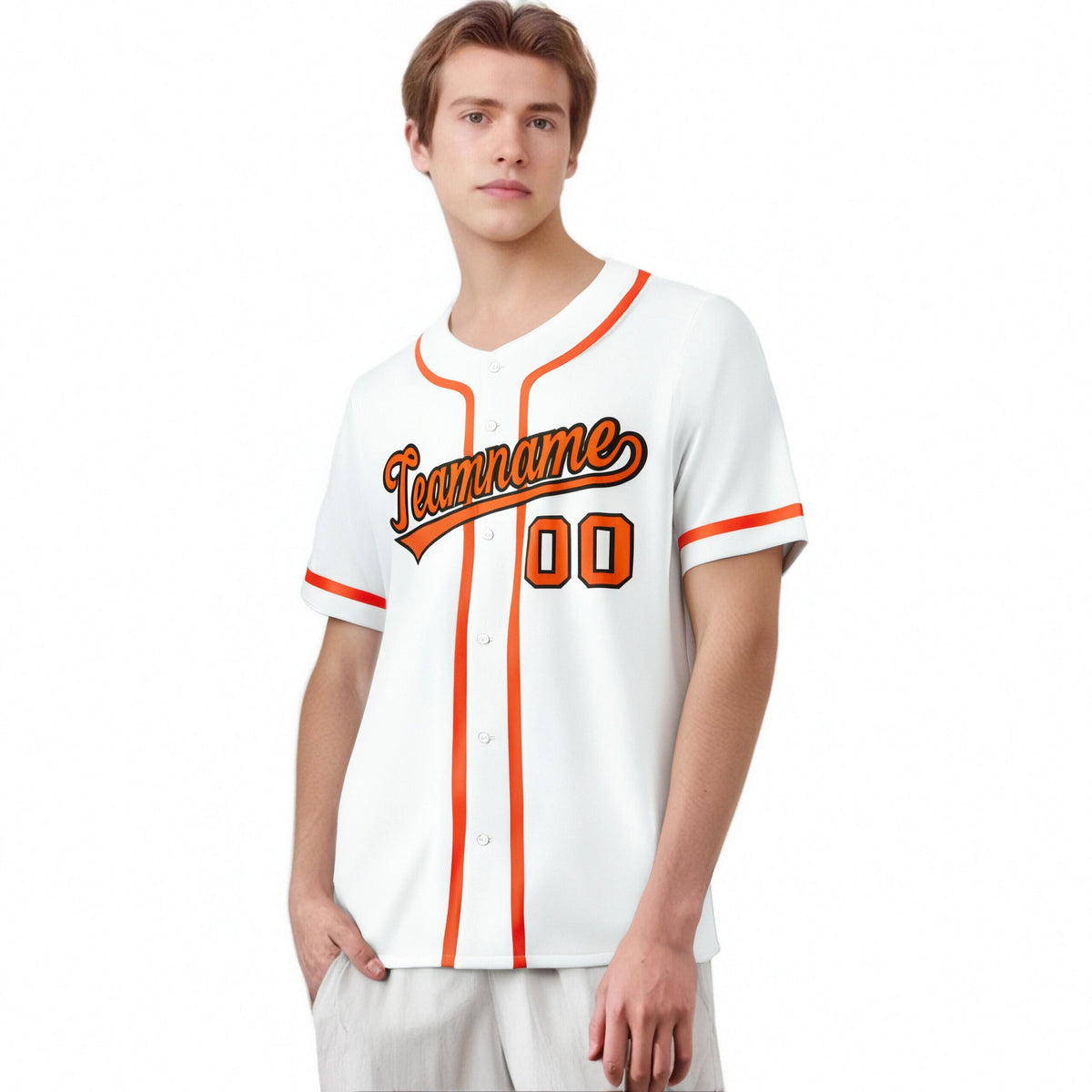 Custom White Orange Classic Style Authentic Baseball Jersey