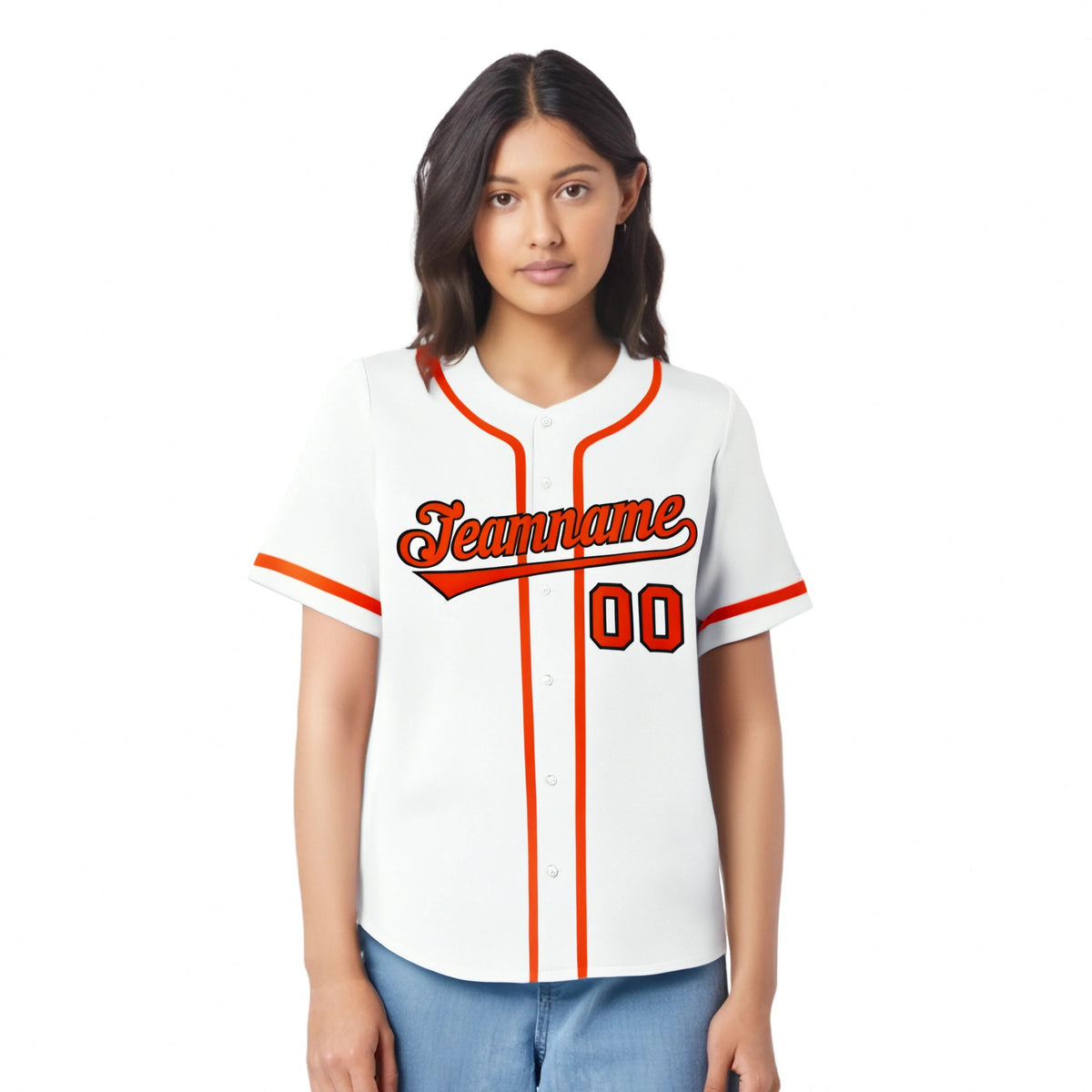 Custom White Orange Classic Style Authentic Baseball Jersey