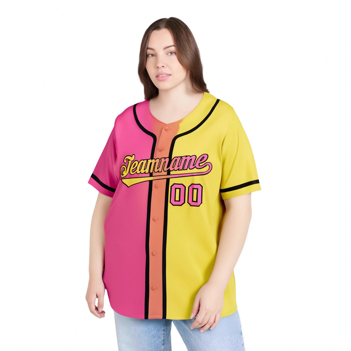 Custom Pink Yellow Gradient Authentic Baseball Jersey