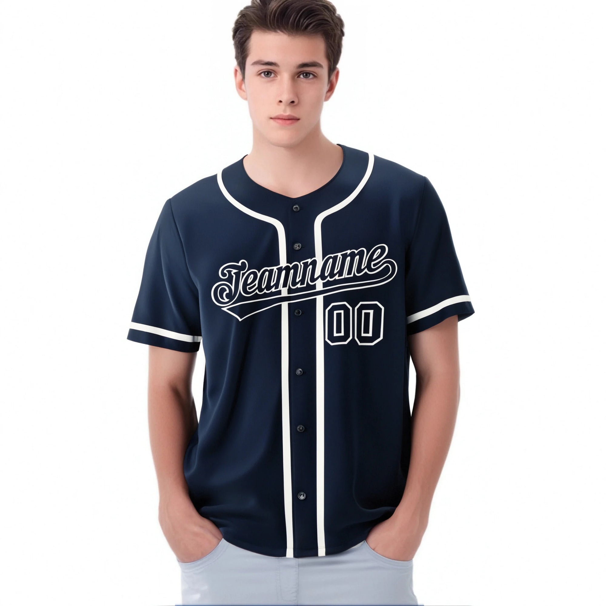 Custom Navy White Classic Style Authentic Baseball Jersey