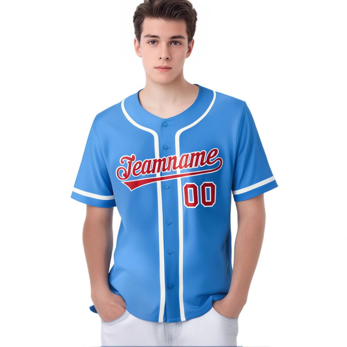 Custom Powder Blue White Classic Style Authentic Baseball Jersey