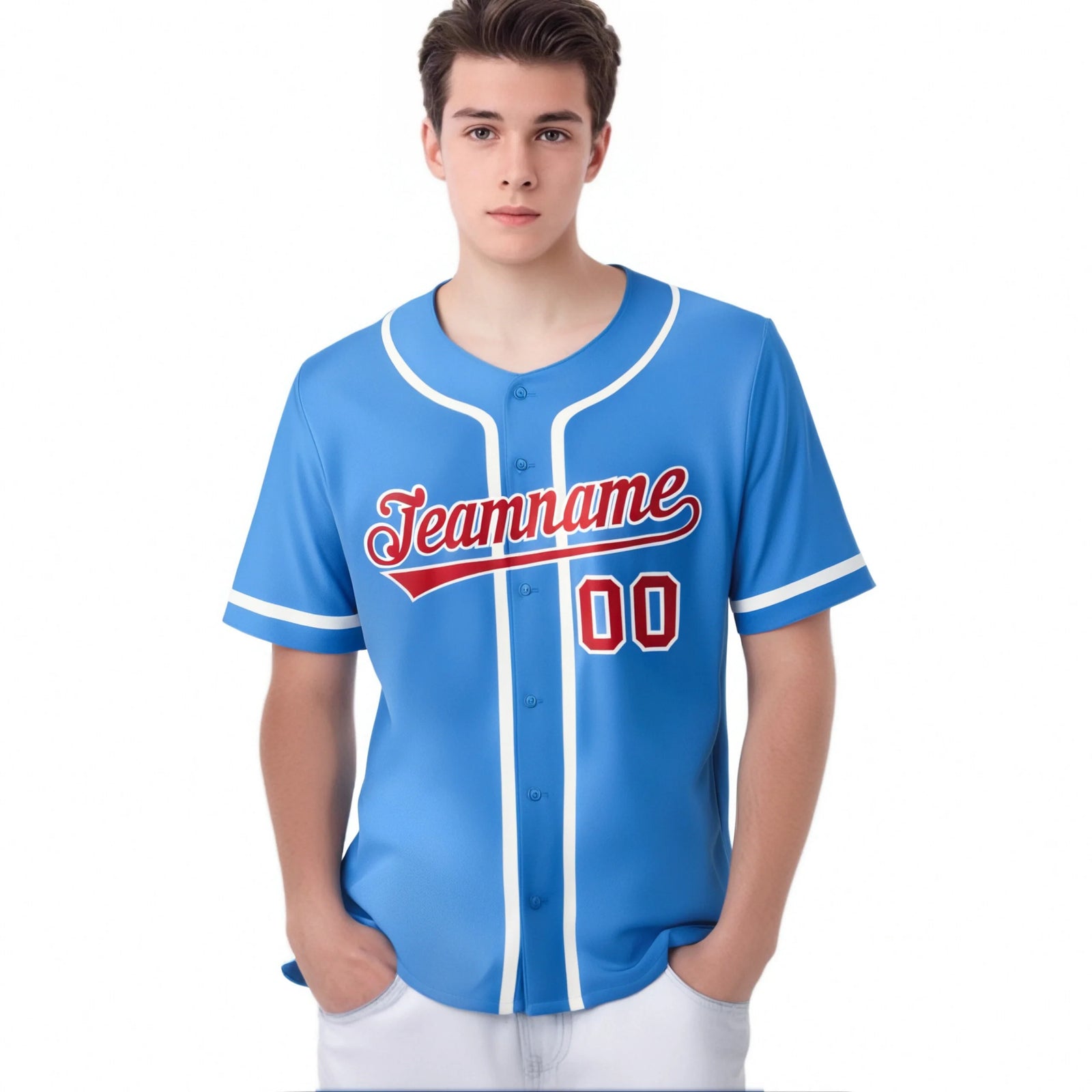 Custom Powder Blue White Classic Style Authentic Baseball Jersey