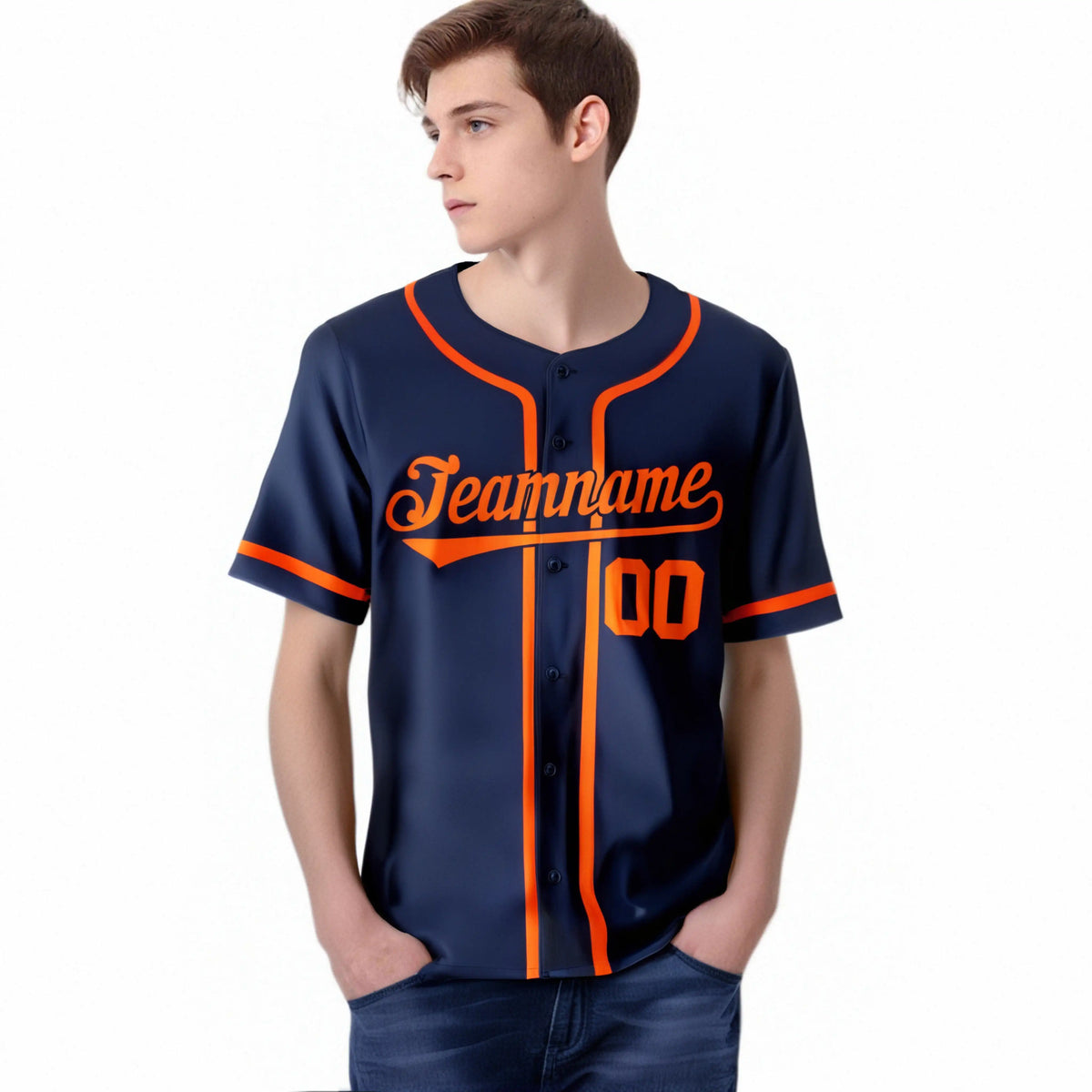 Custom Navy Orange Classic Style Authentic Baseball Jersey
