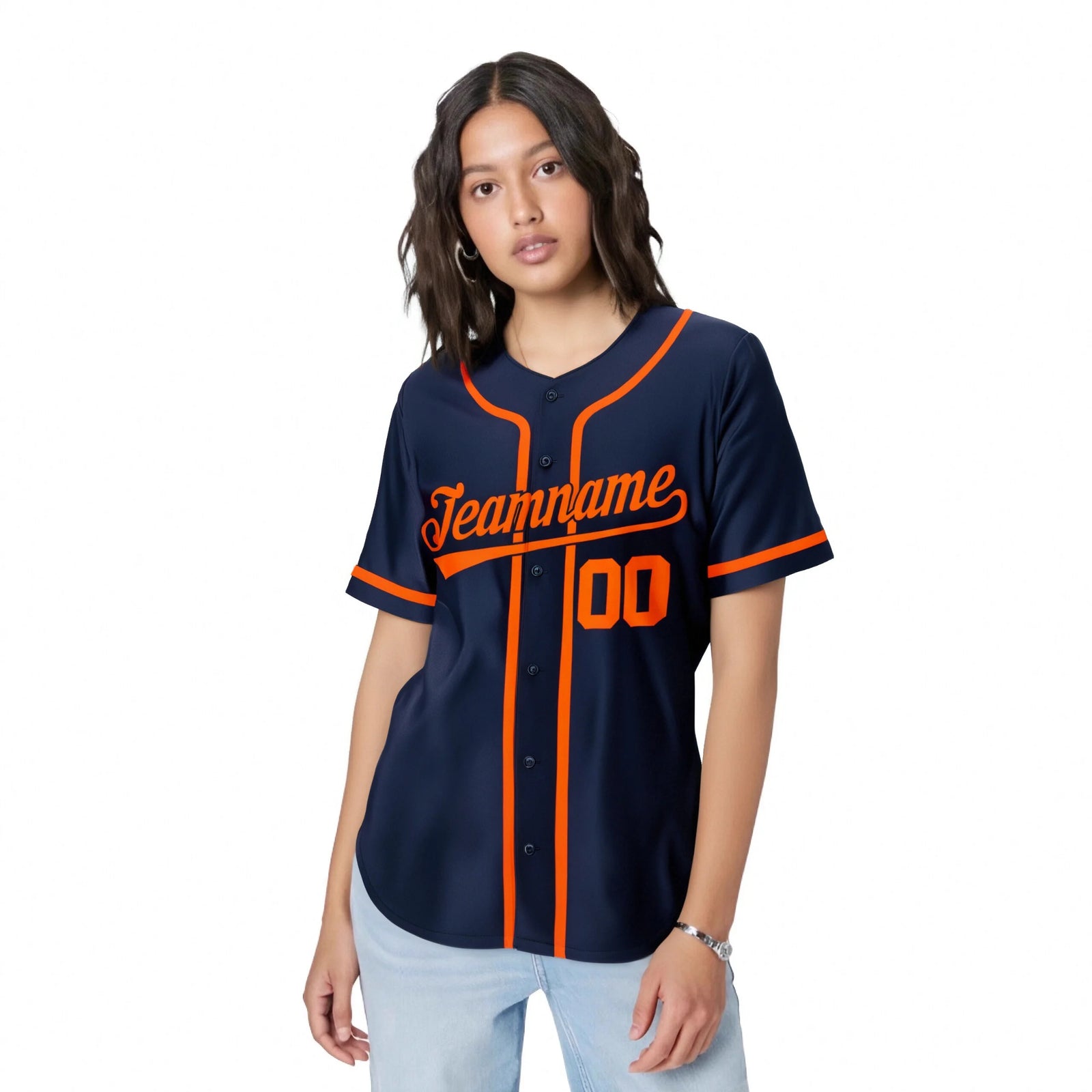 Custom Navy Orange Classic Style Authentic Baseball Jersey