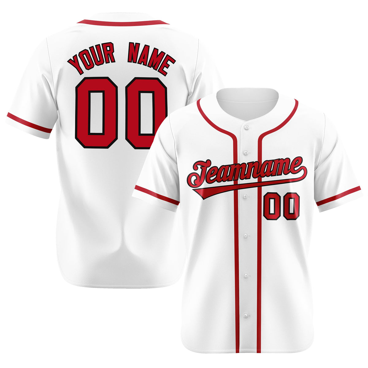 Custom White Red Classic Style Authentic Baseball Jersey