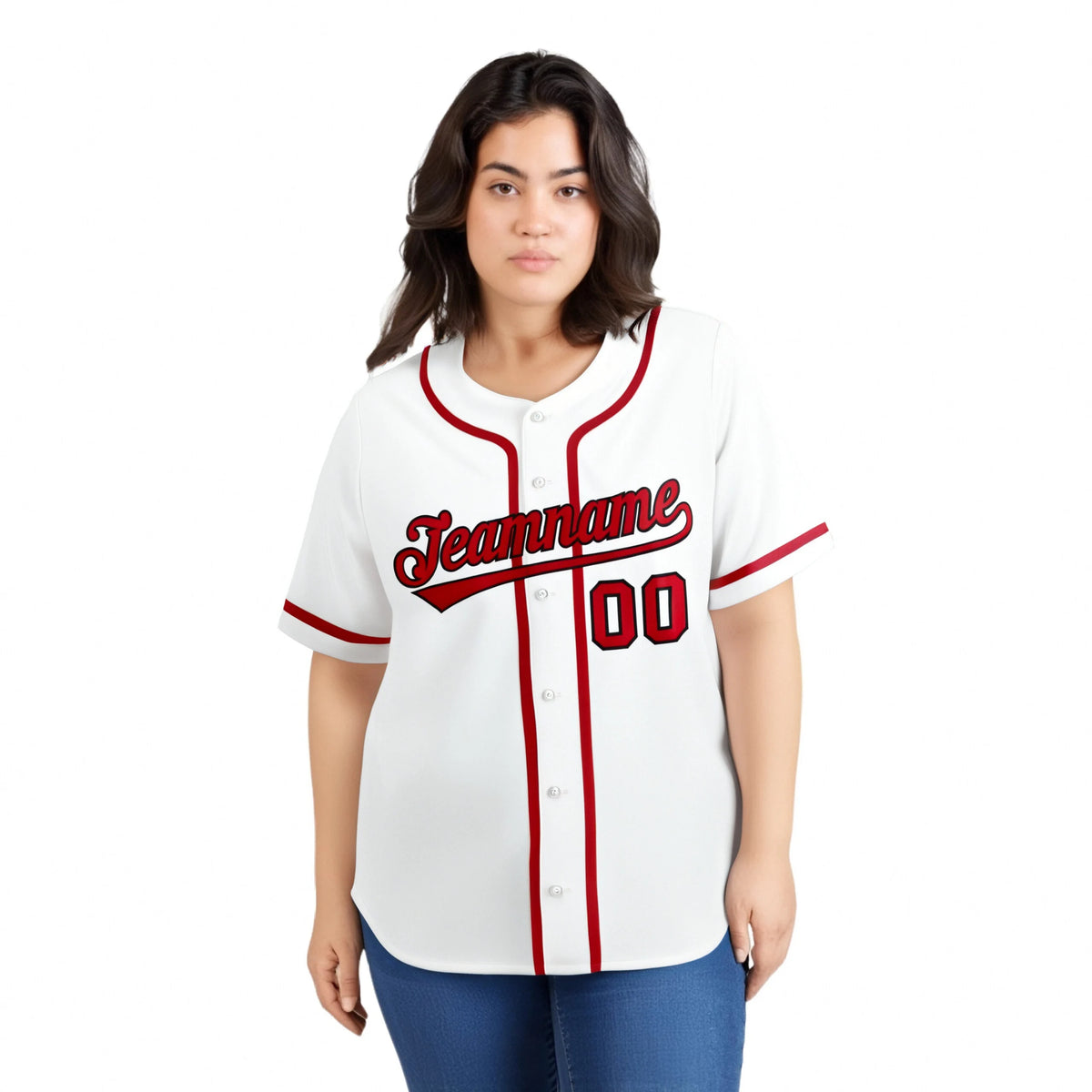 Custom White Red Classic Style Authentic Baseball Jersey