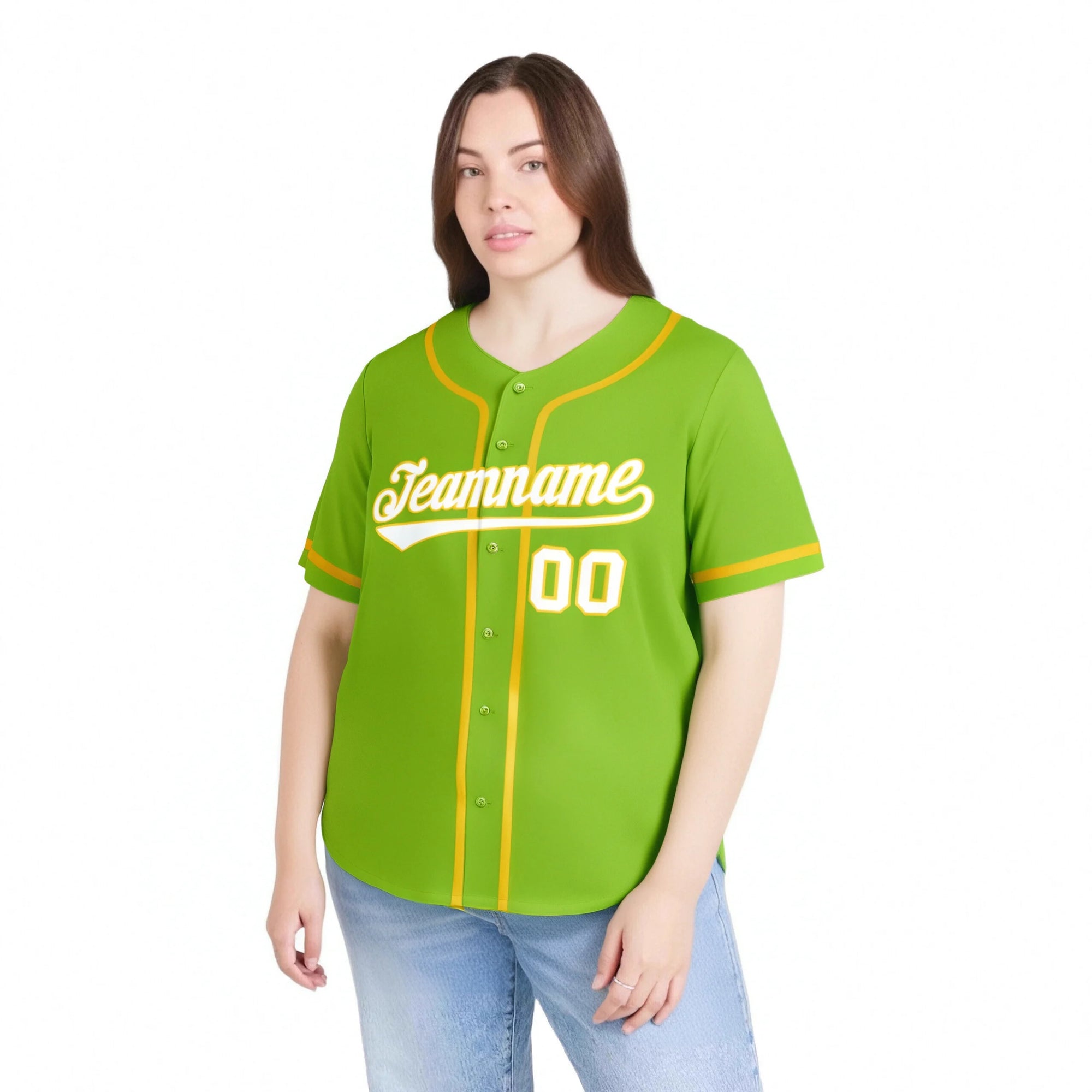 Custom Neon Green Gold-White Classic Style Authentic Baseball Jersey