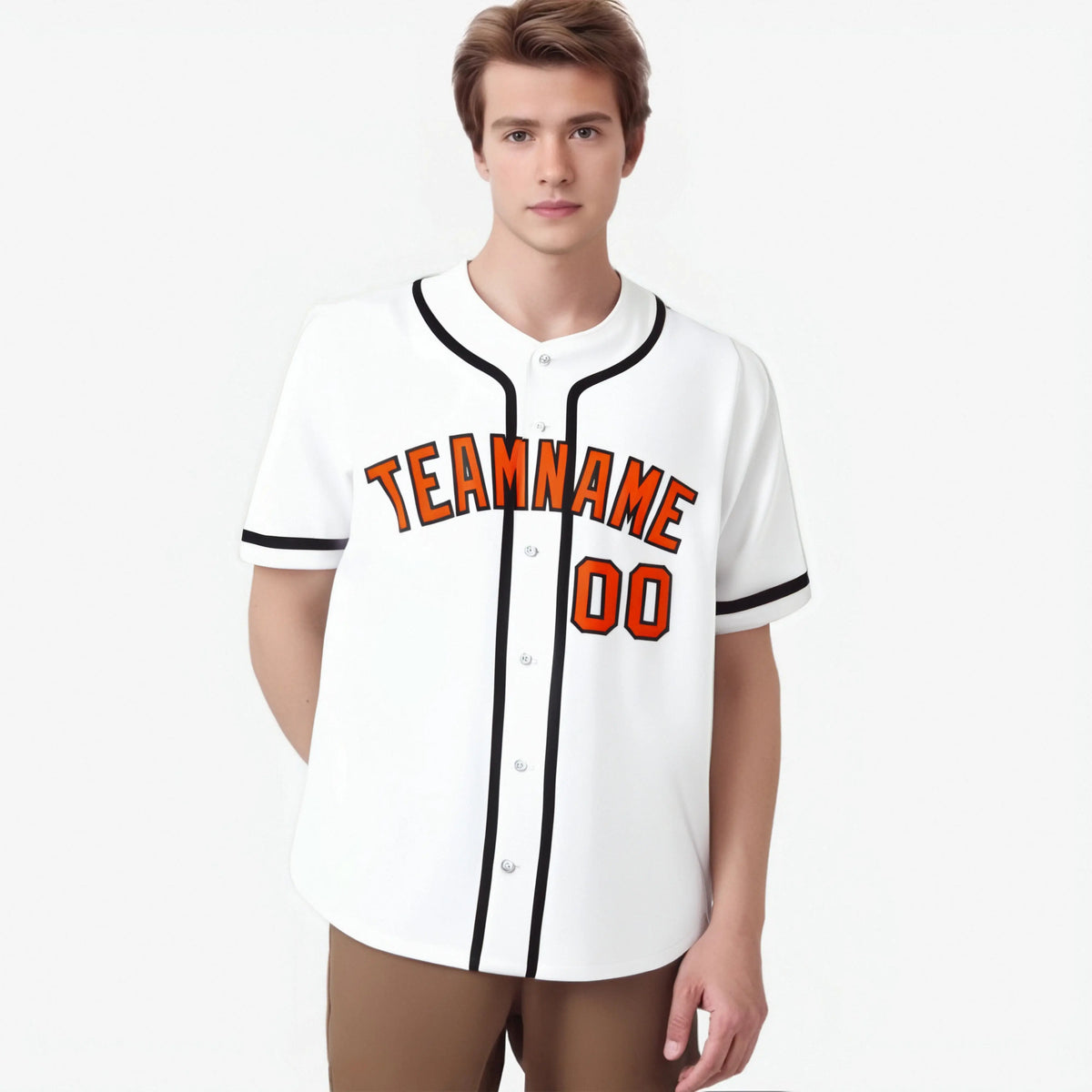 Custom White Black-Orange Classic Style Authentic Baseball Jersey