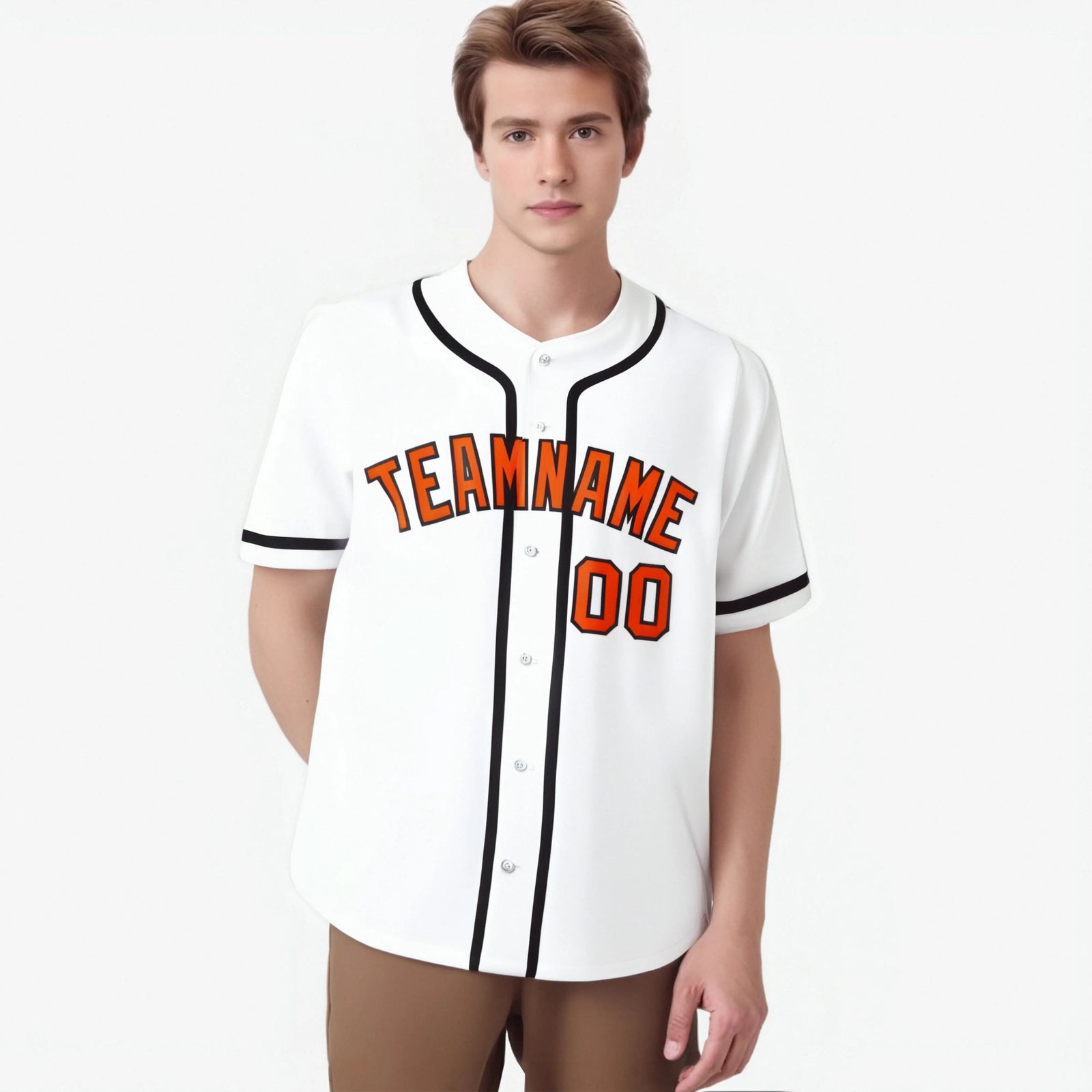 Custom White Black-Orange Classic Style Authentic Baseball Jersey