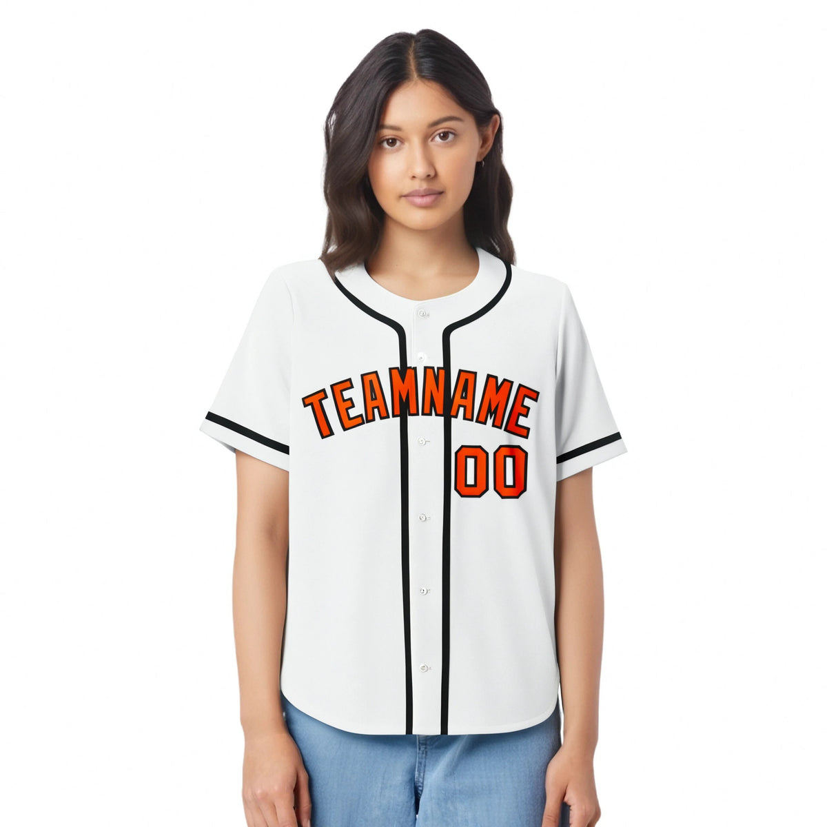 Custom White Black-Orange Classic Style Authentic Baseball Jersey