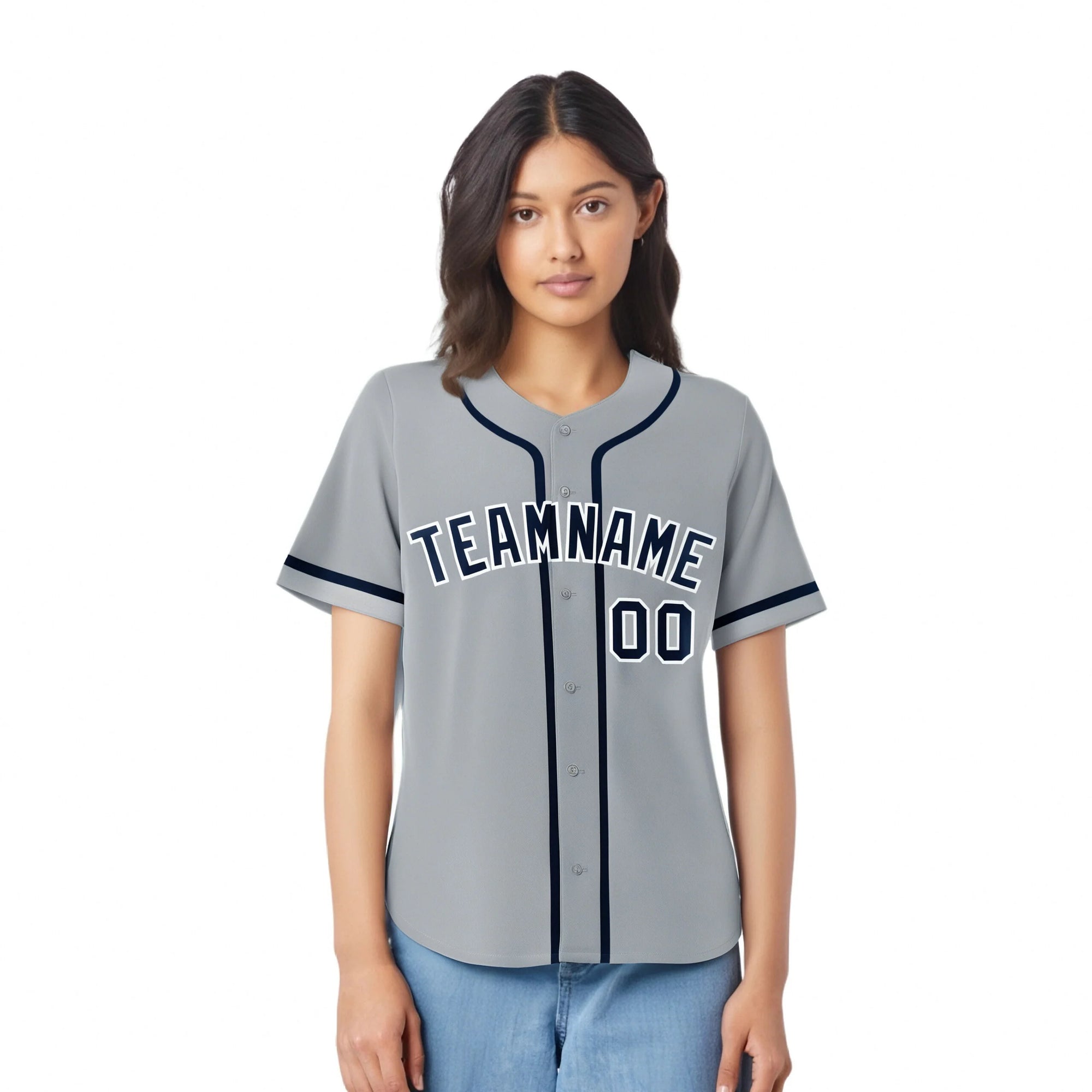 Custom Gray Navy Classic Style Authentic Baseball Jersey