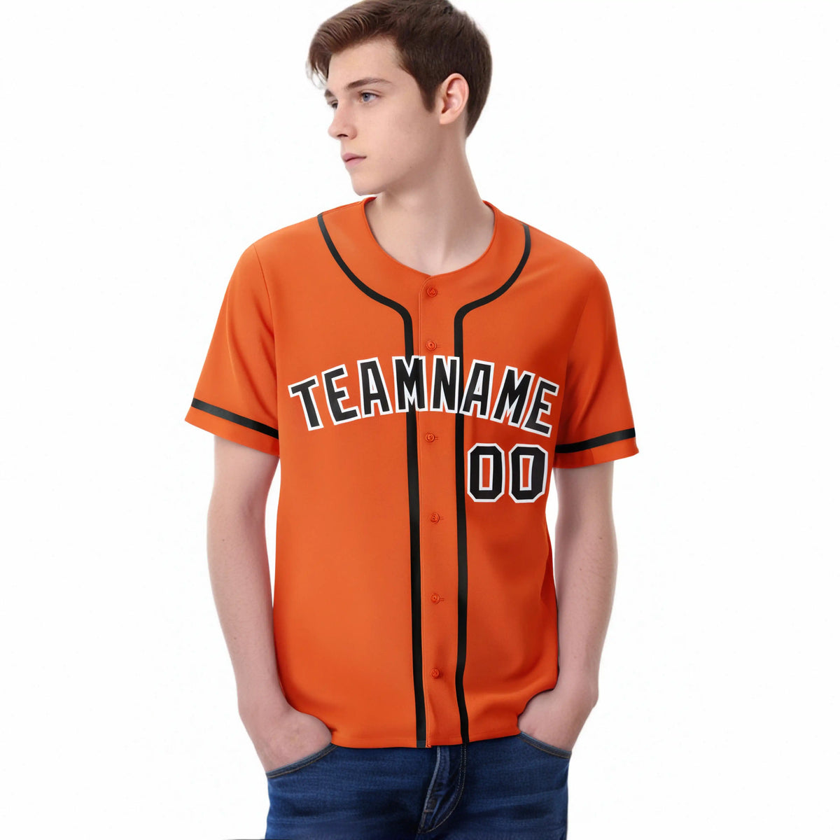 Custom Orange Black Classic Style Authentic Baseball Jersey