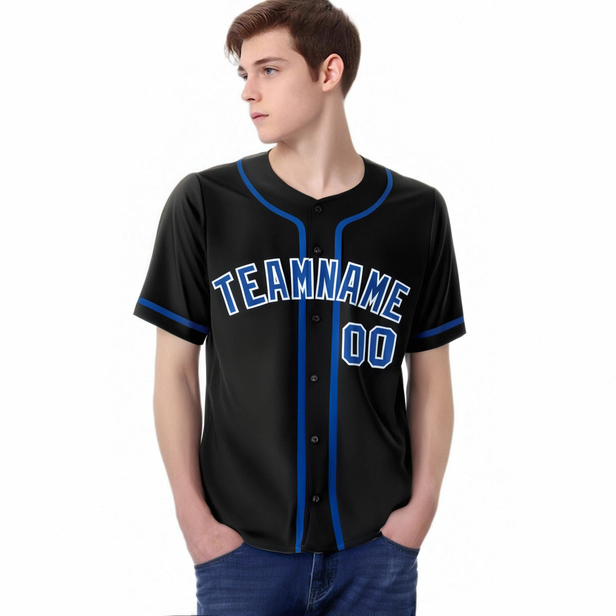 Custom Black Royal Blue Classic Style Authentic Baseball Jersey