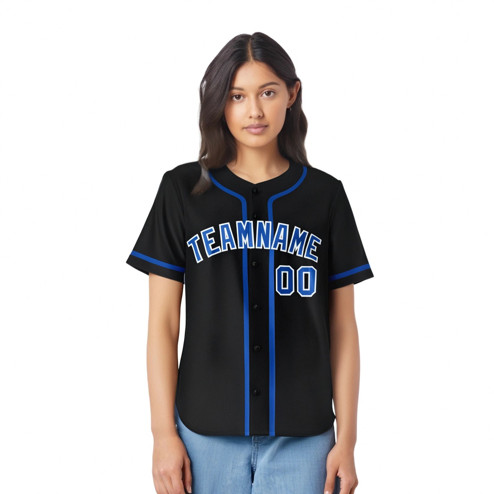 Custom Black Royal Blue Classic Style Authentic Baseball Jersey