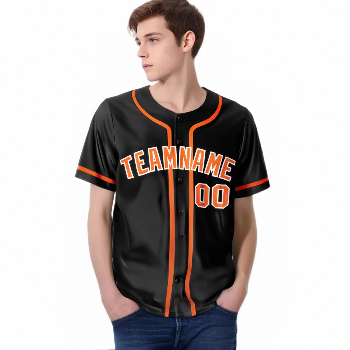 Custom Black Orange Classic Style Authentic Baseball Jersey
