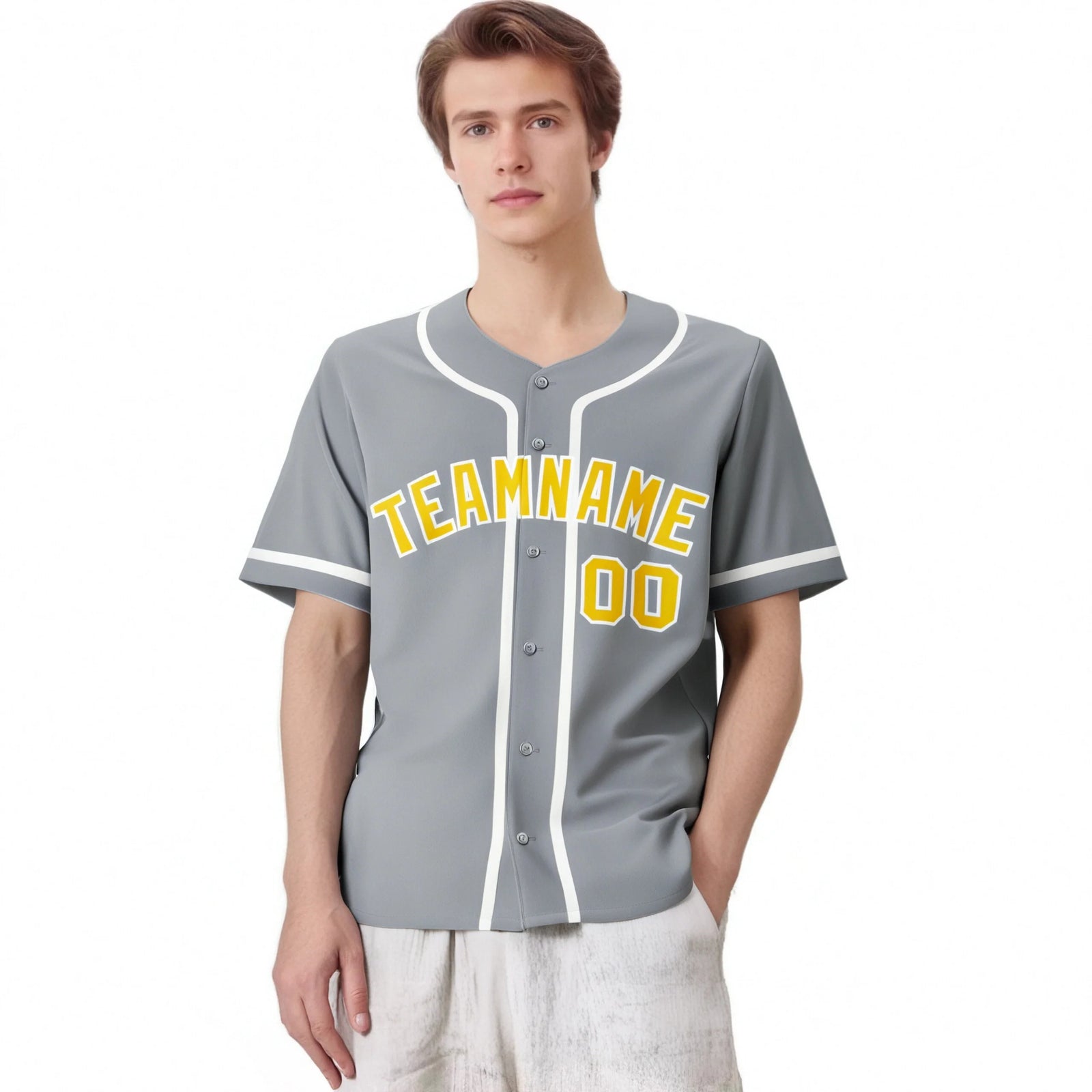 Custom Gray Glod White Classic Style Authentic Baseball Jersey
