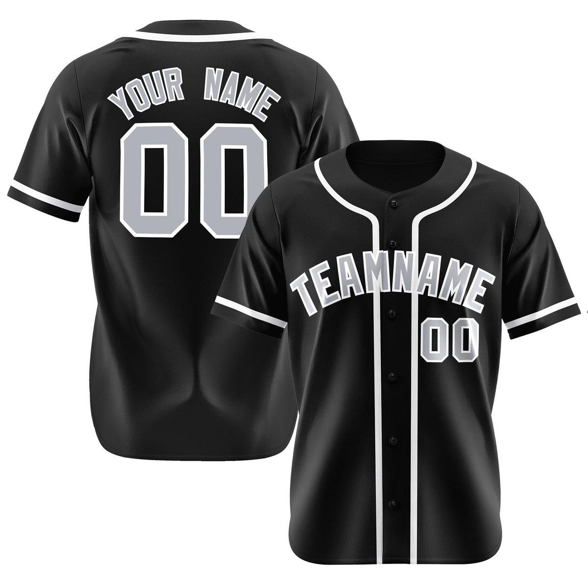 Custom Black Gray-White Classic Style Authentic Baseball Jersey