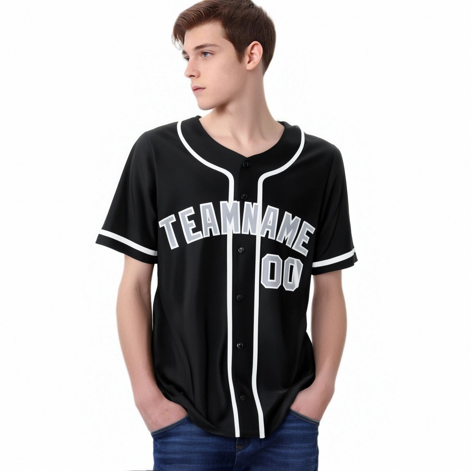 Custom Black Gray-White Classic Style Authentic Baseball Jersey