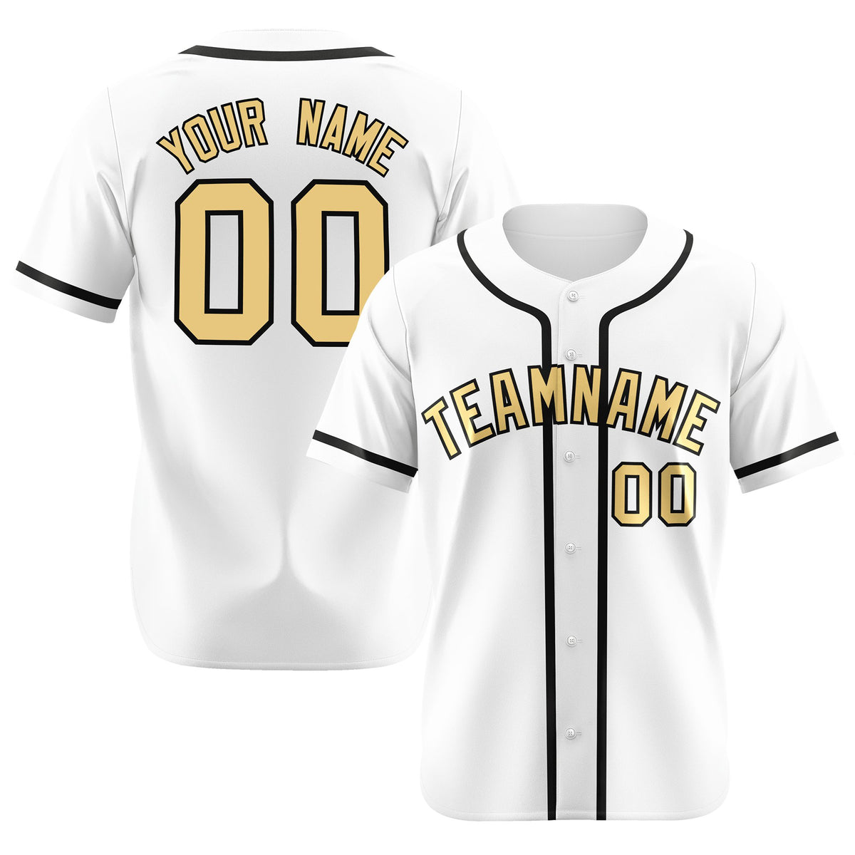 Custom White Glod-Black Classic Style Authentic Baseball Jersey