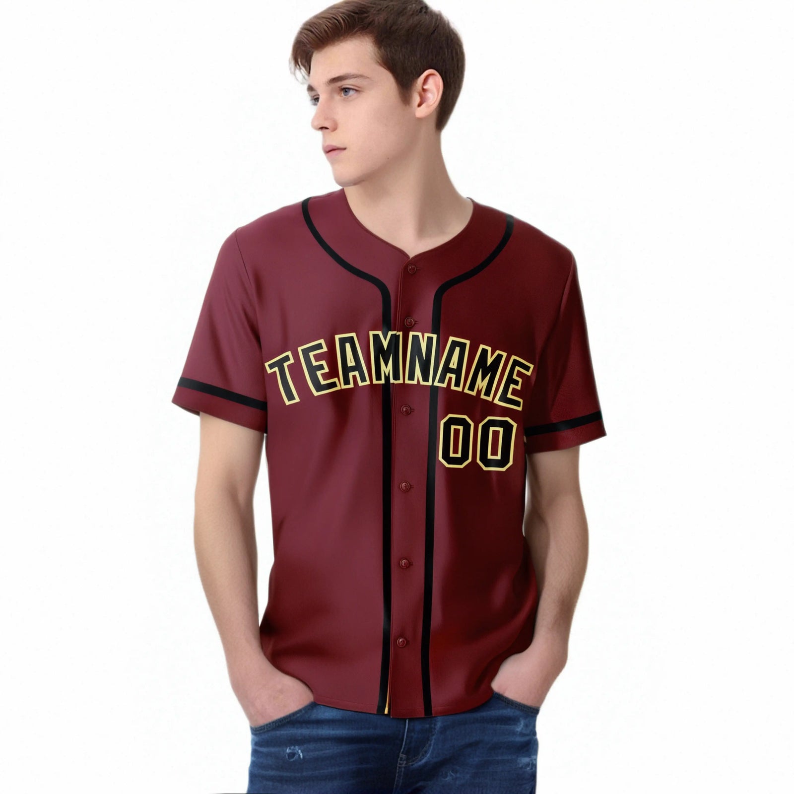 Custom Crimson Black Classic Style Authentic Baseball Jersey