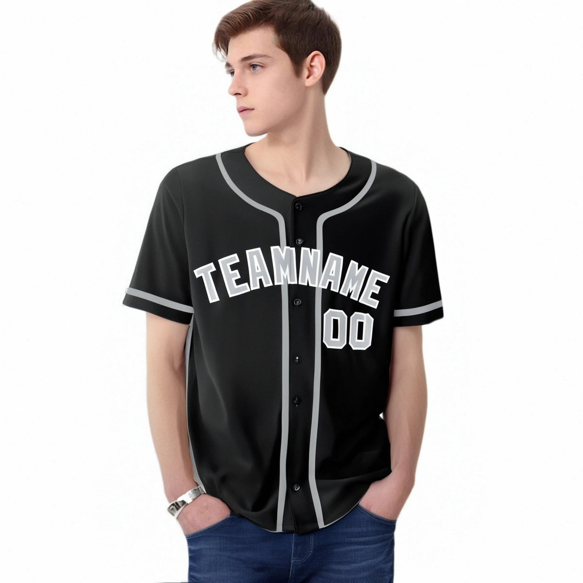 Custom Black Gray Classic Style Authentic Baseball Jersey
