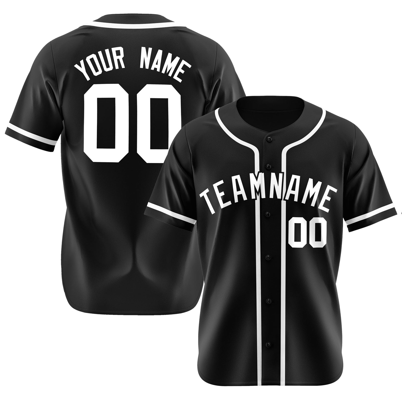 Custom Black White Classic Style Authentic Baseball Jersey