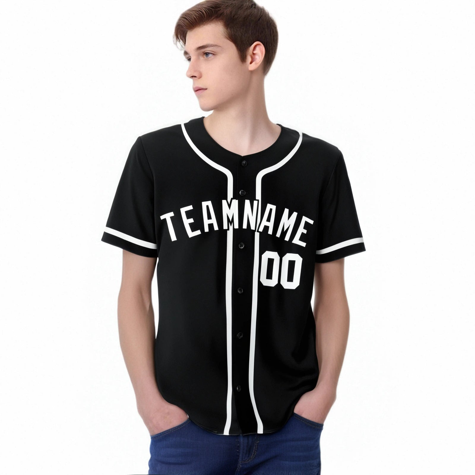 Custom Black White Classic Style Authentic Baseball Jersey