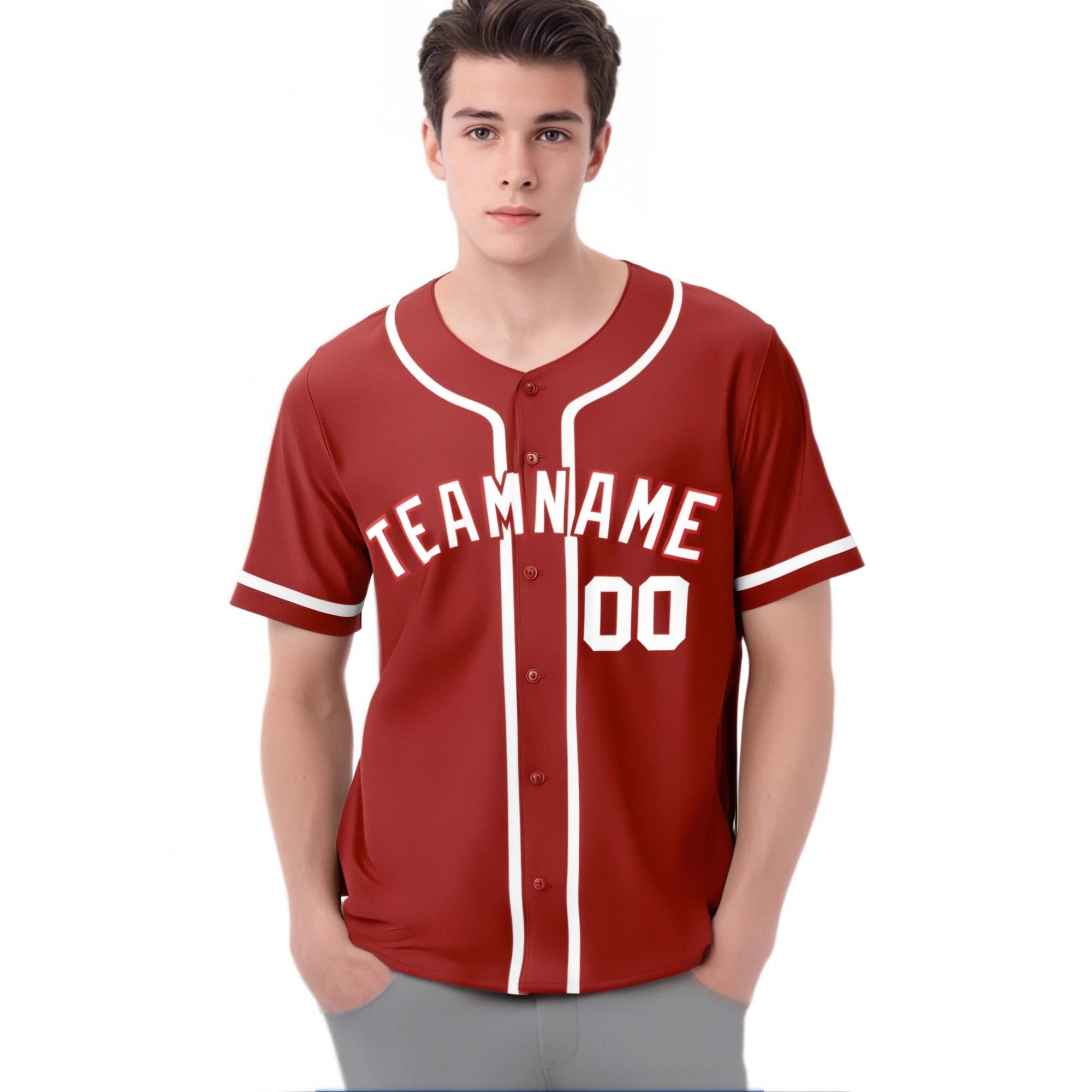 Custom Red White Classic Style Authentic Baseball Jersey